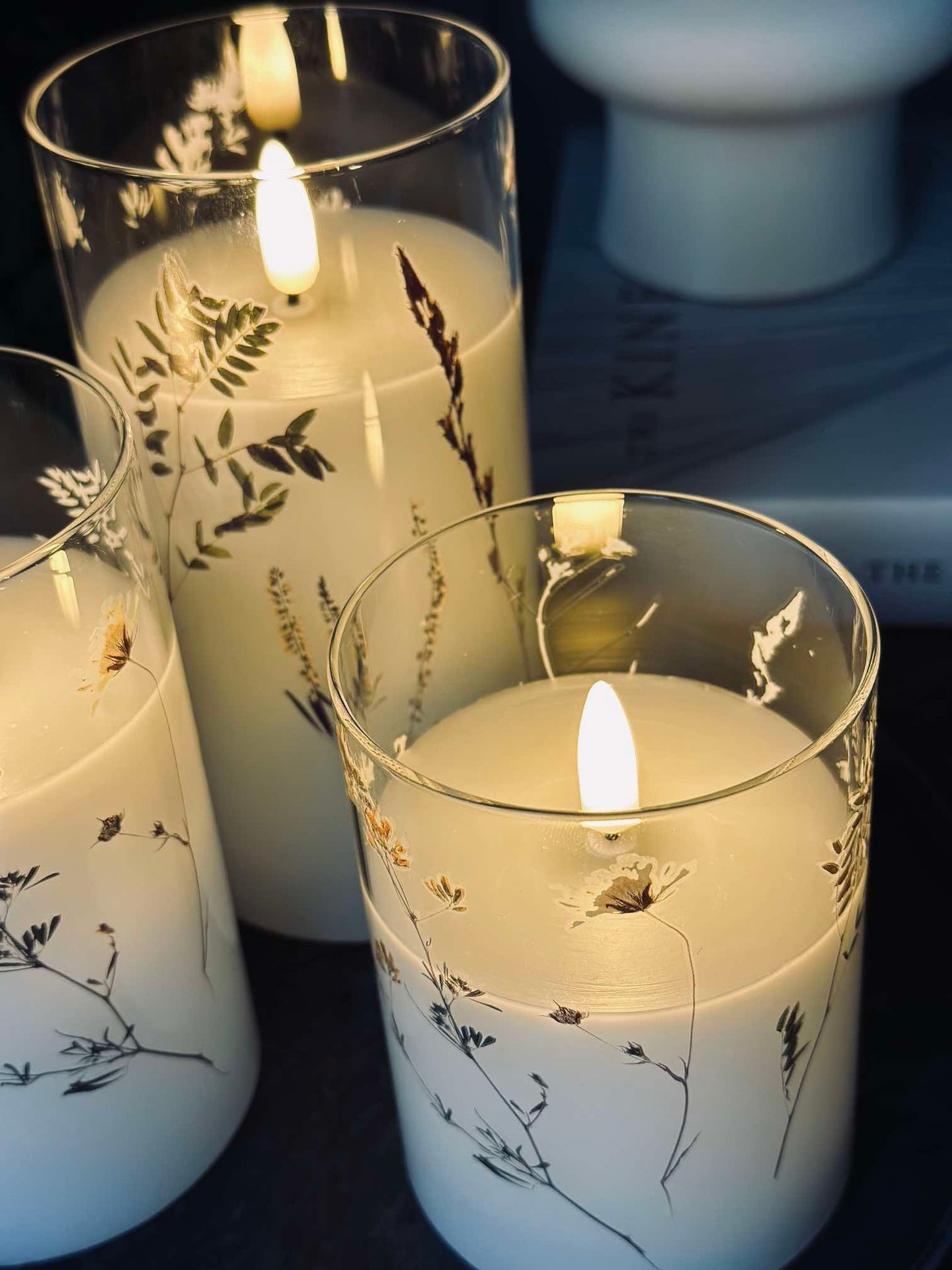 LED FLORA Cylinder – Set om 3 st och fjärrkontroll