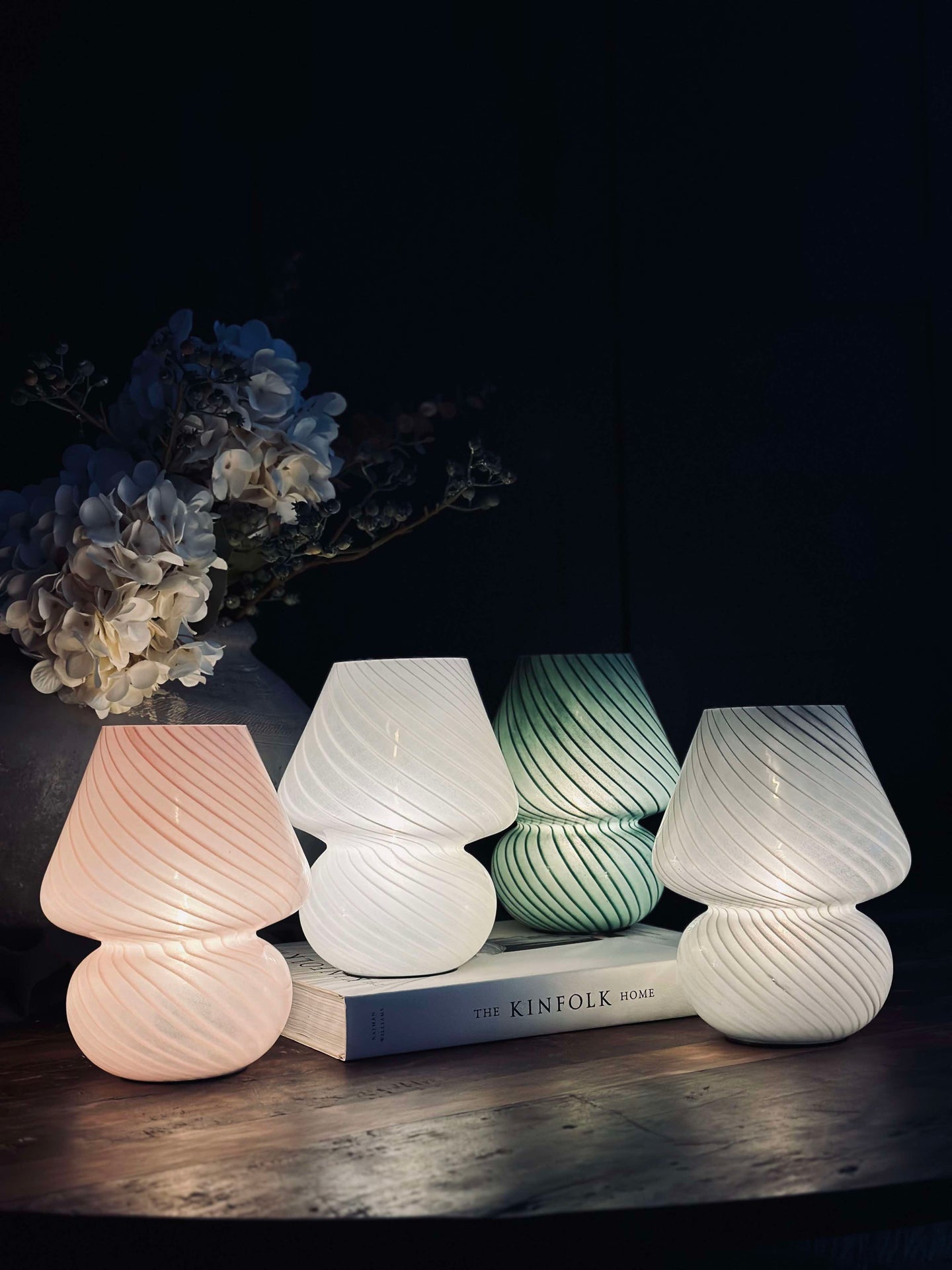 Stor Svamp - Rosa munblåst glas