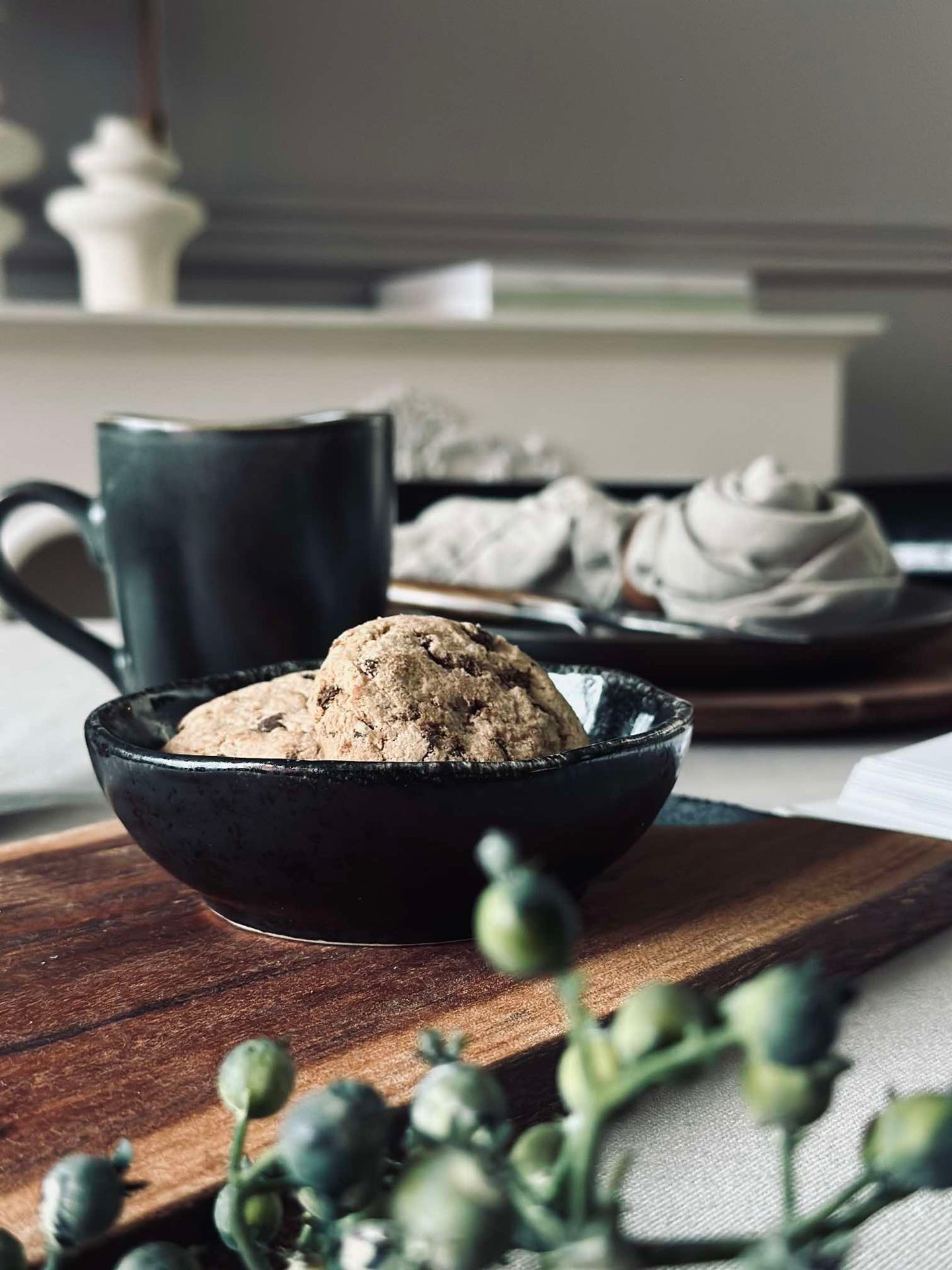 Dipskål i stengods - Matt svart