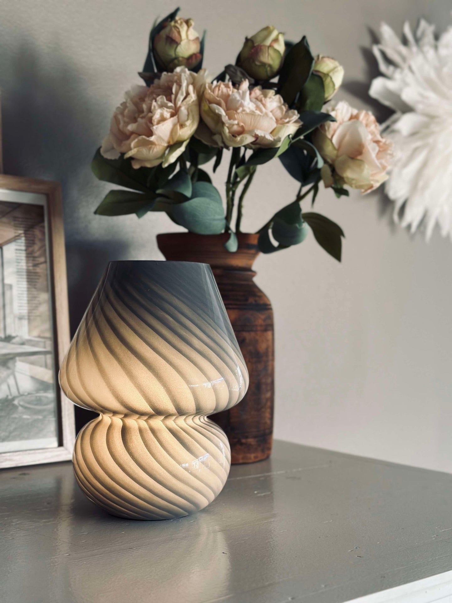 Liten Svamp - Grått munblåst glas