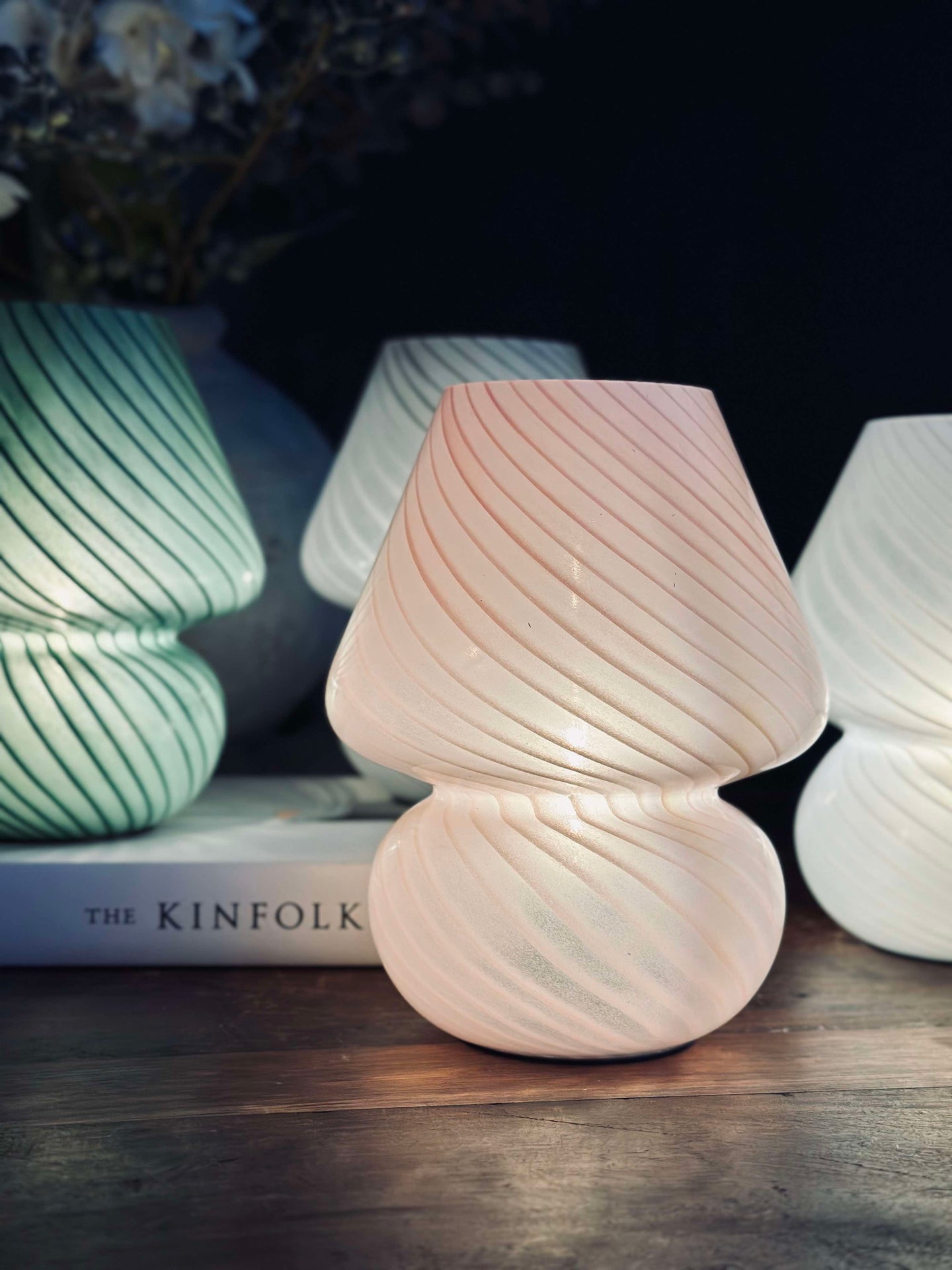 Stor Svamp - Rosa munblåst glas