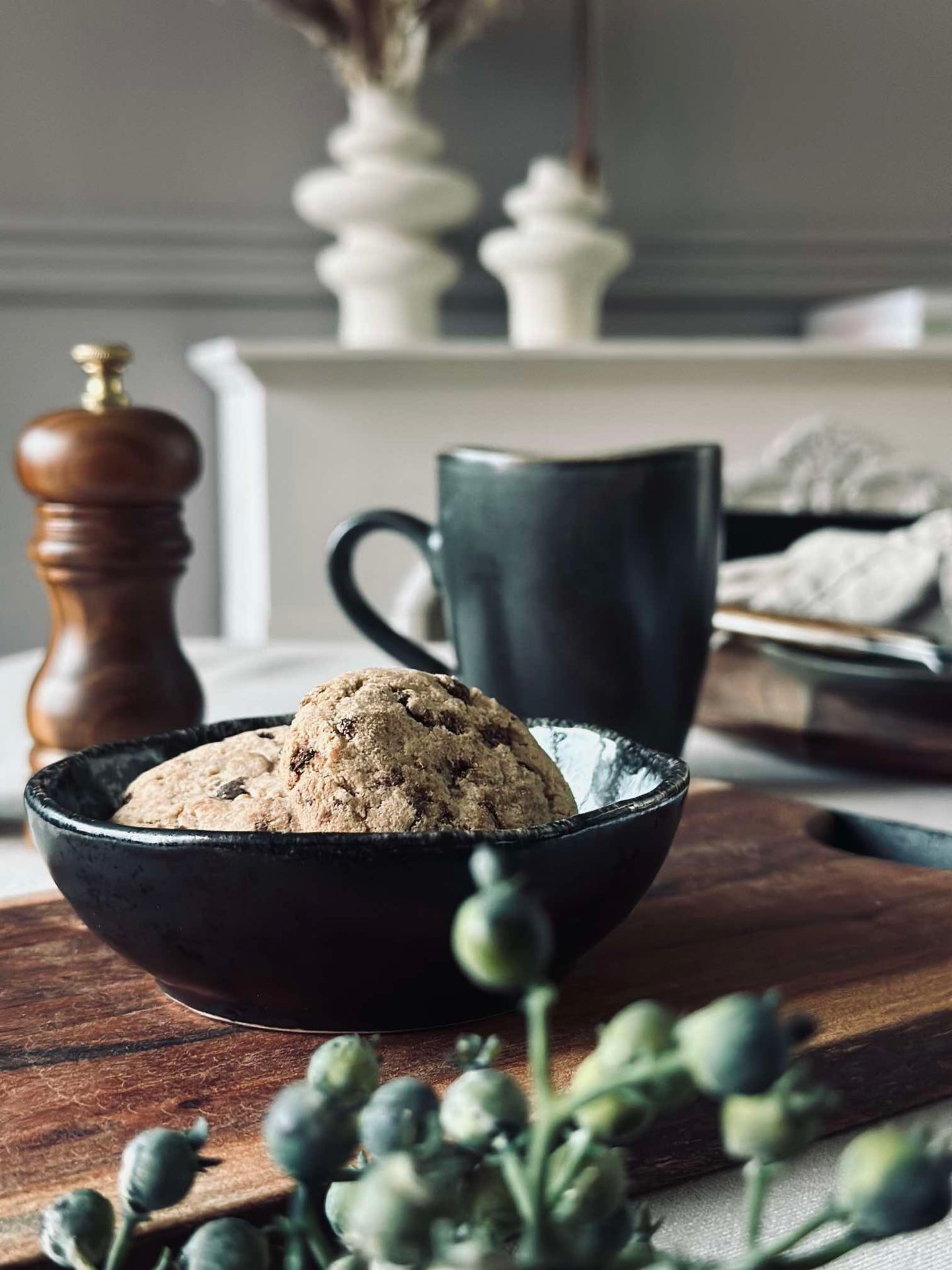 Dipskål i stengods - Matt svart