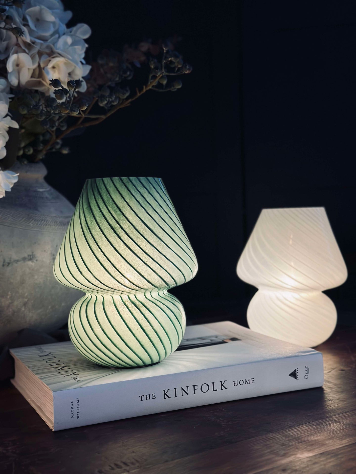 Medium Svamp - Grön munblåst glas