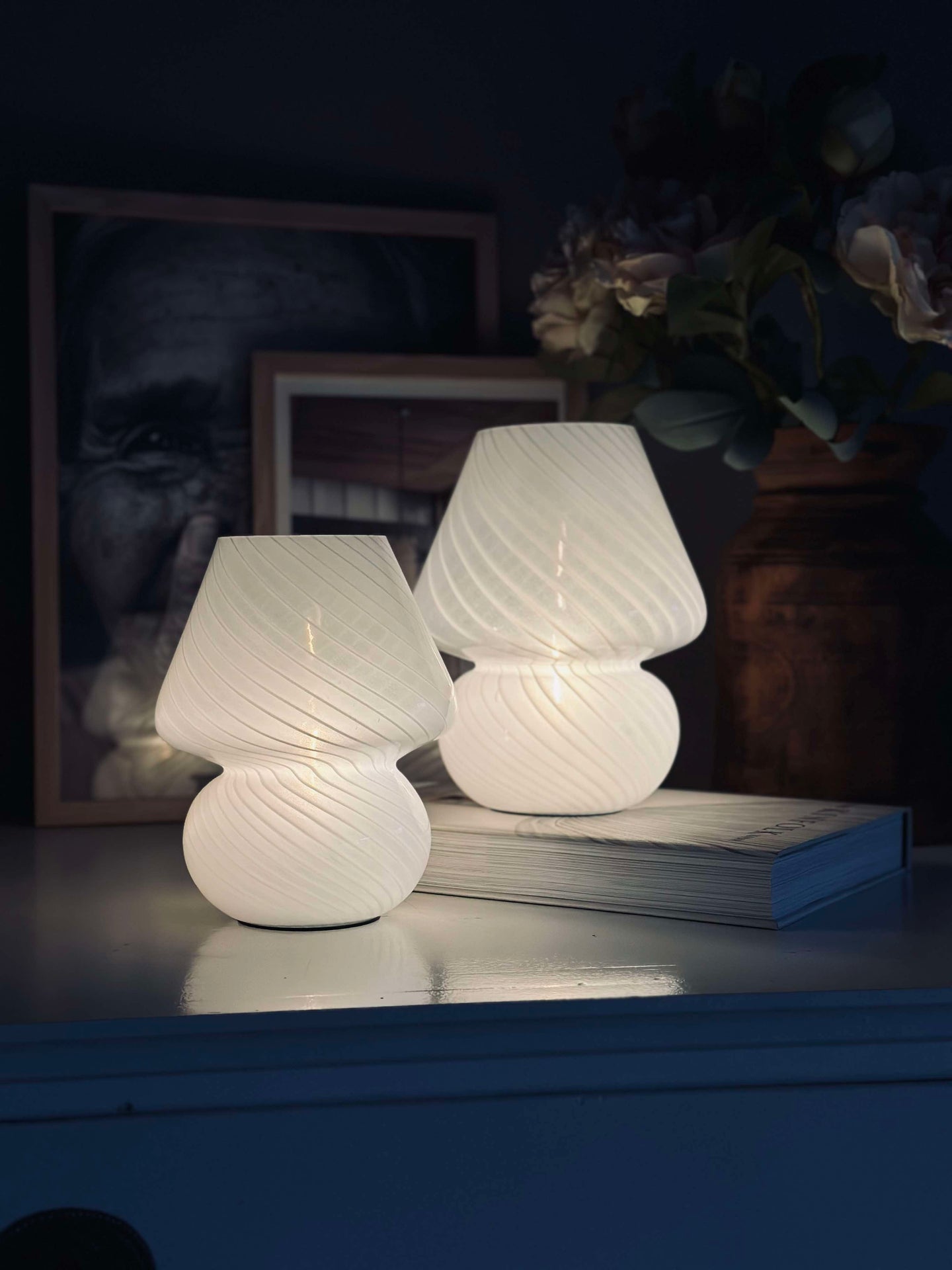 Mushroom Medium – Vit munblåst glas