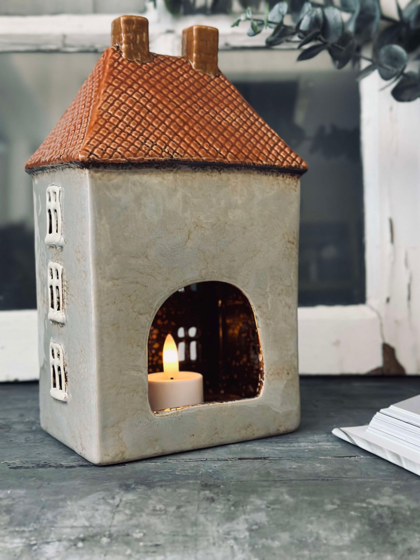 Ljuslykta Keramik - Beige