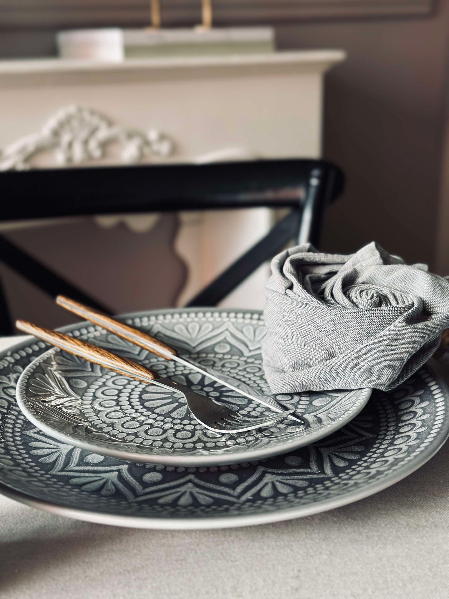 Tallrik India Stengods 27cm - Grå