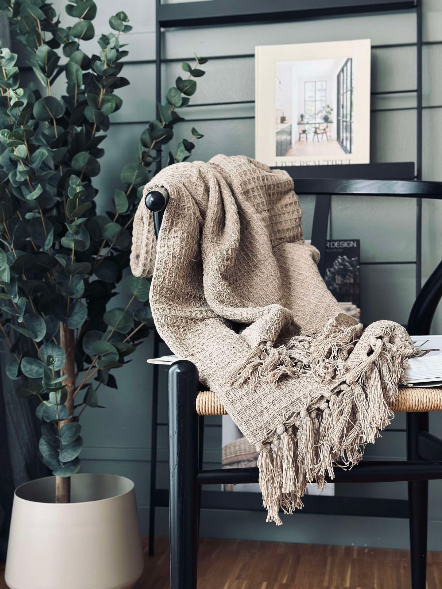 Våfflad bomullsfilt - Beige