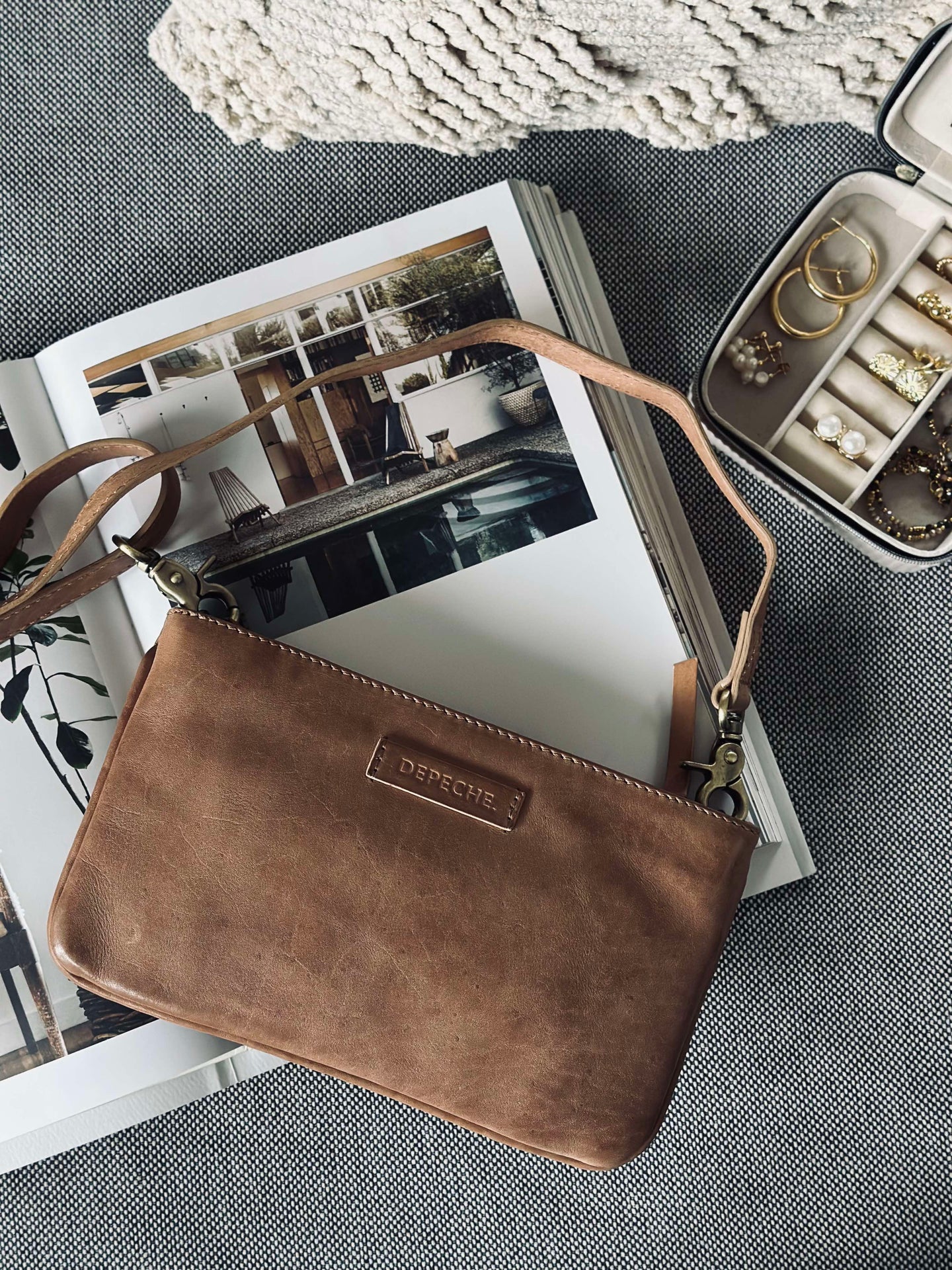 Lyxig Handgjord Aftonväska - Kamel