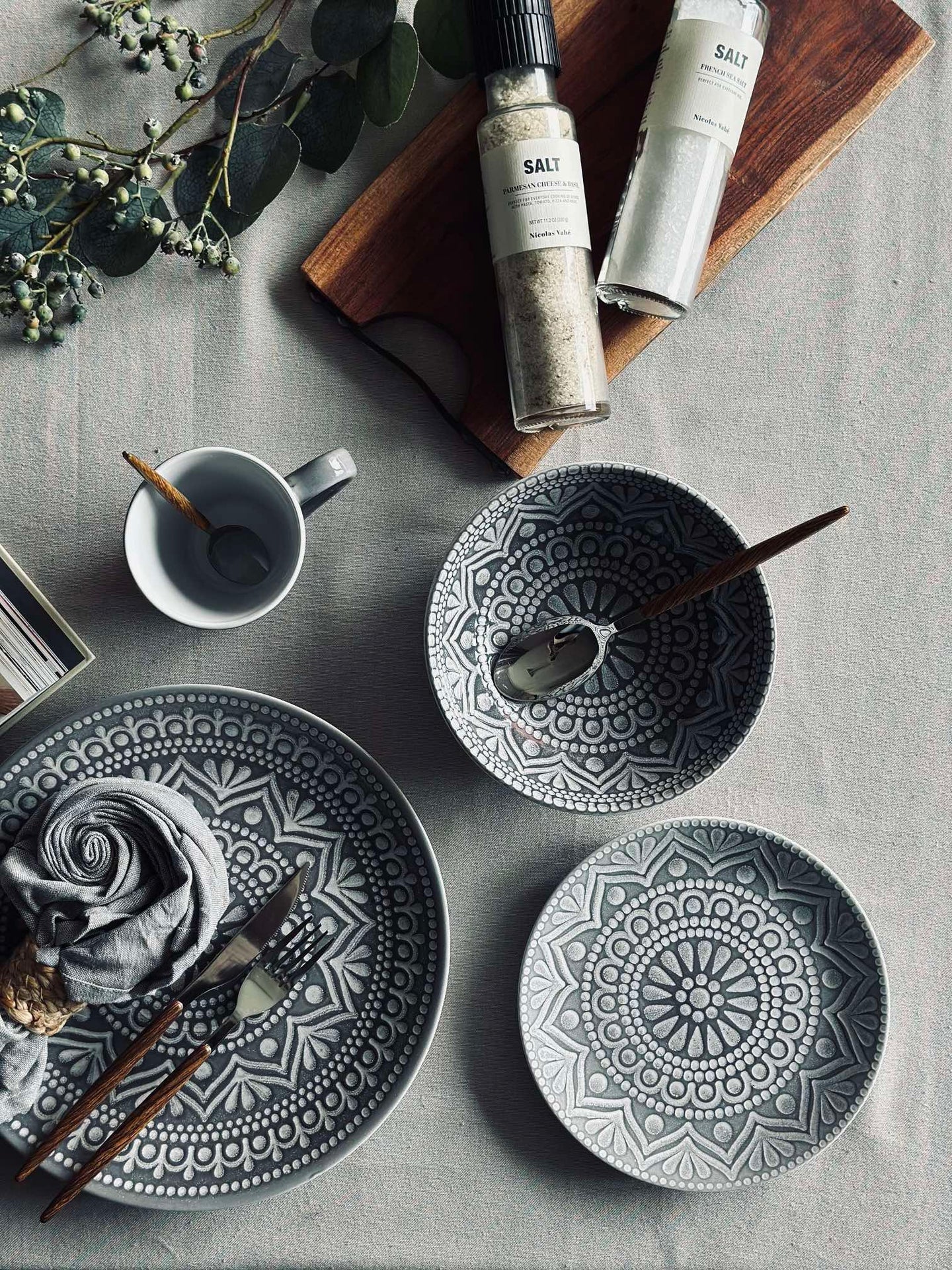 Mugg India Stengods - Grå