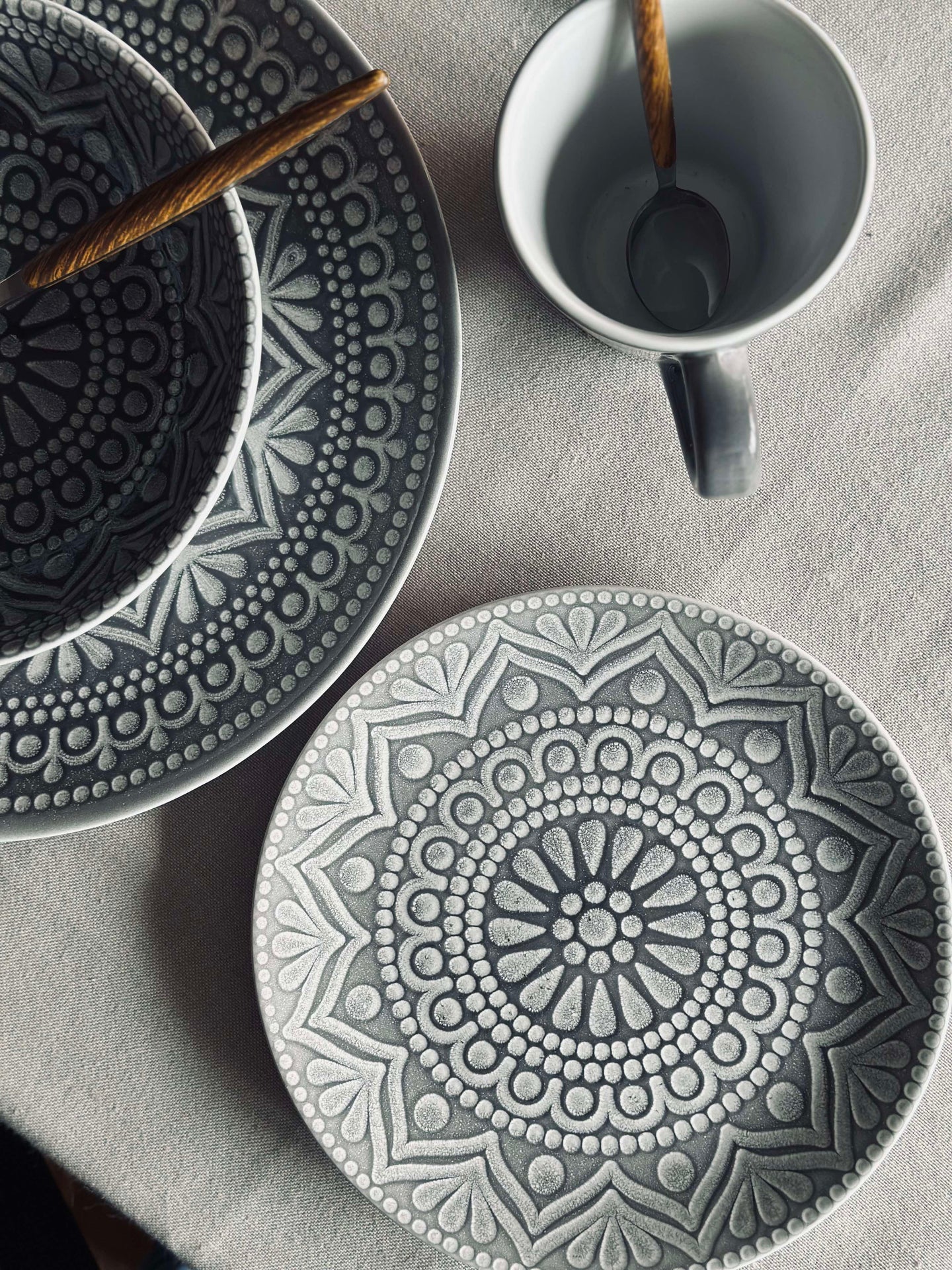 Mugg India Stengods - Grå