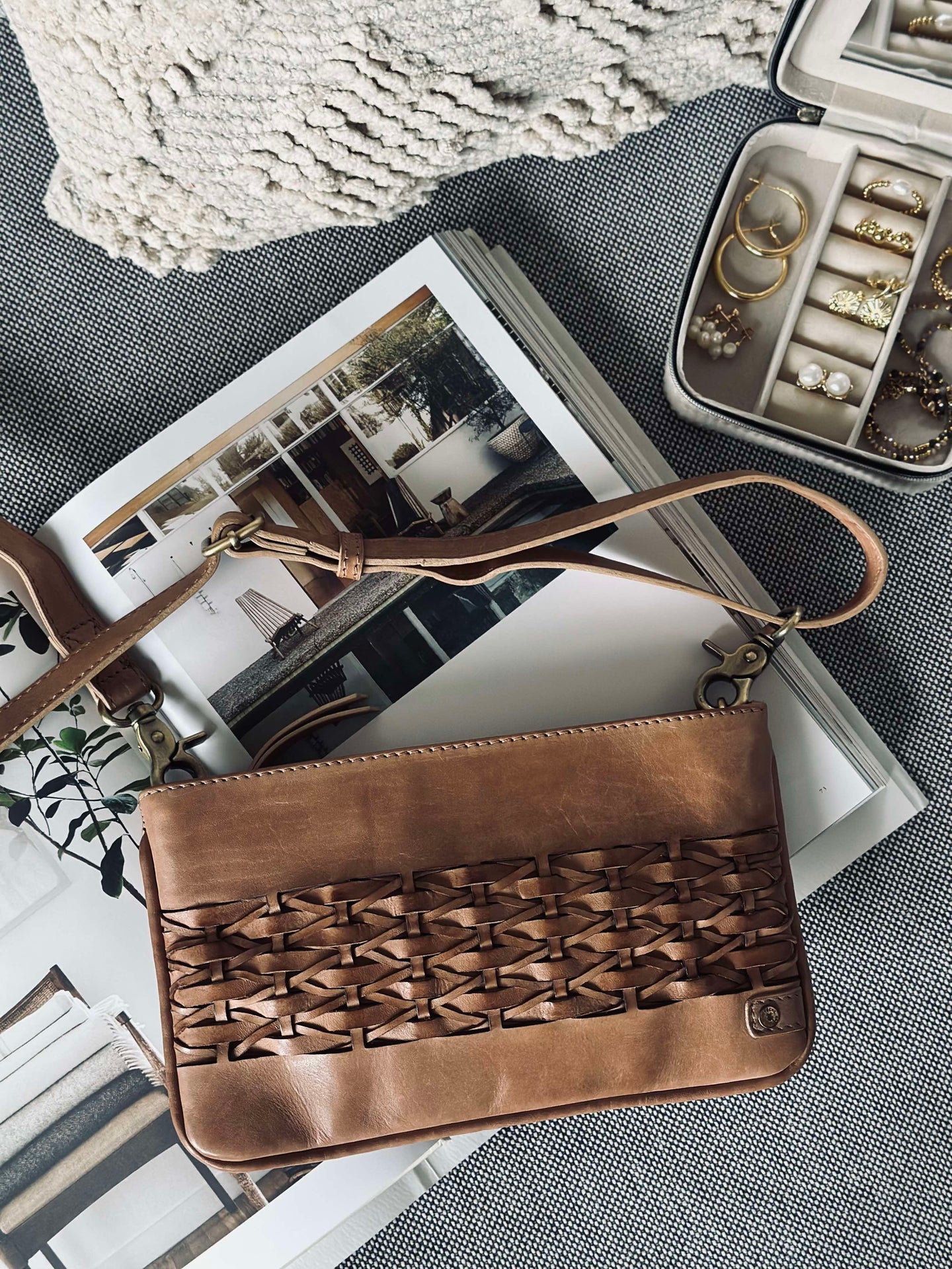 Lyxig Handgjord Aftonväska - Kamel