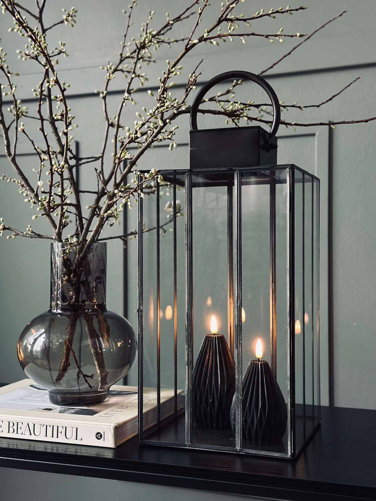 LED-blockljus / Rillor – 2 st Svart