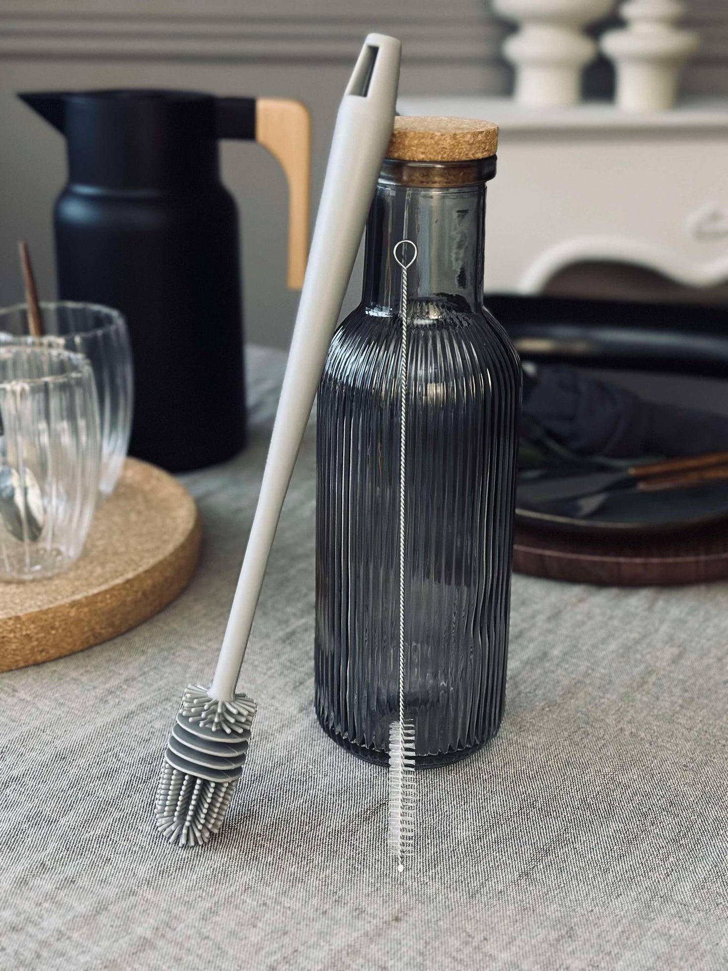 Set med diskborste för flaskor och sugrör