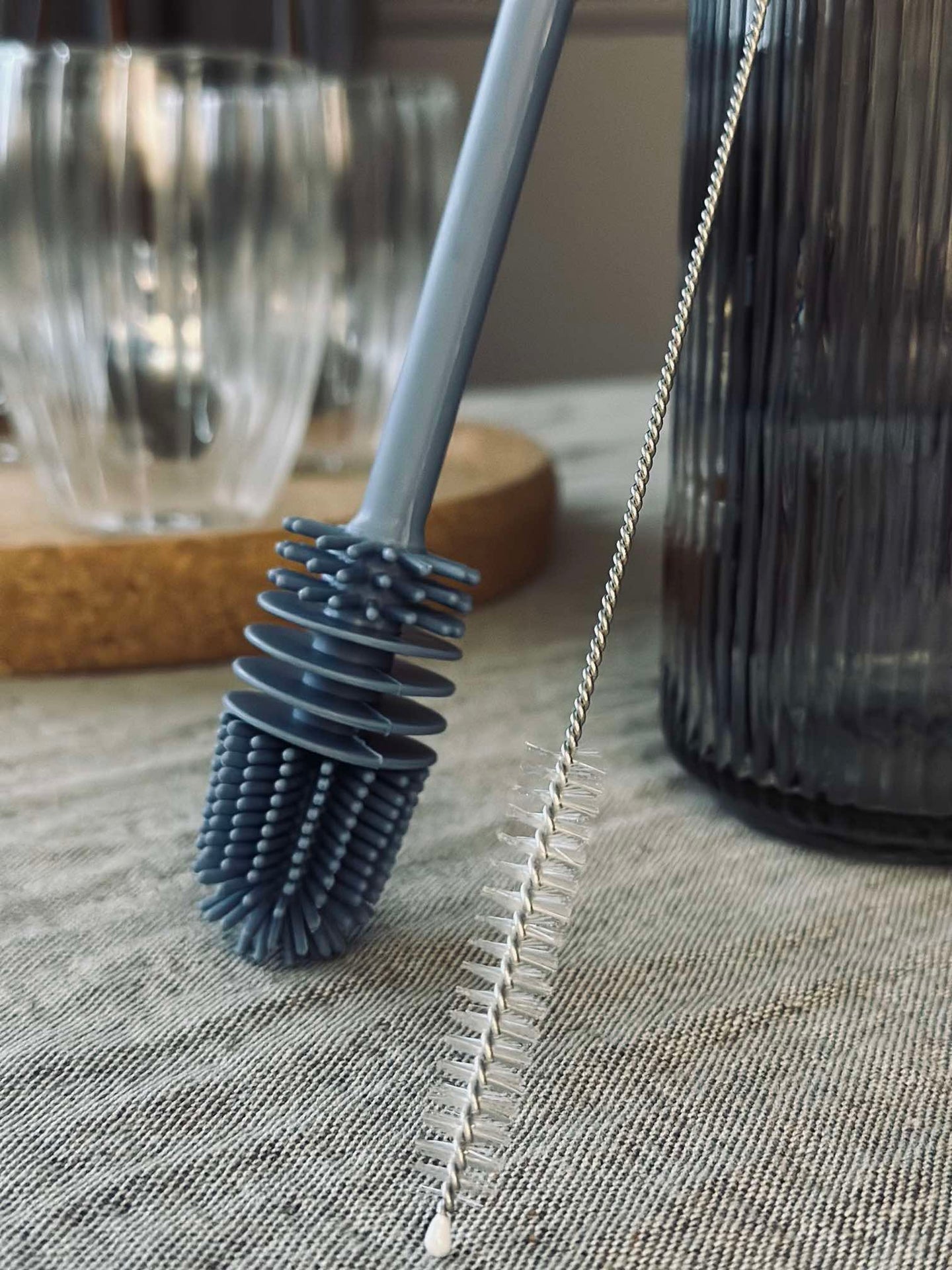 Set med diskborste för flaskor och sugrör