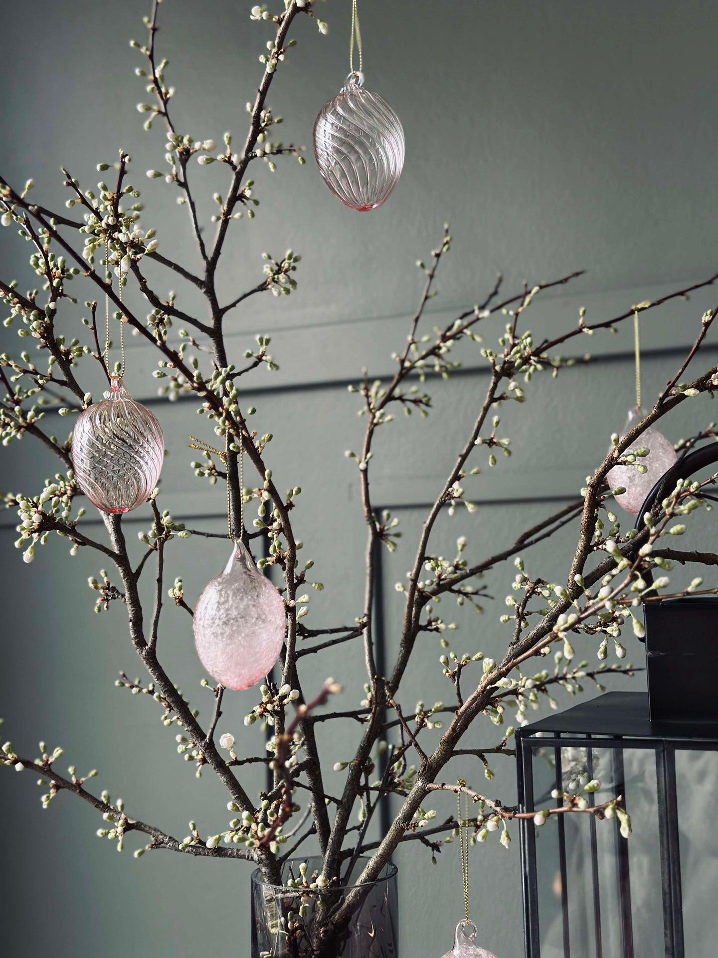 Hängande ägg i glas - 3 st. - Rosa