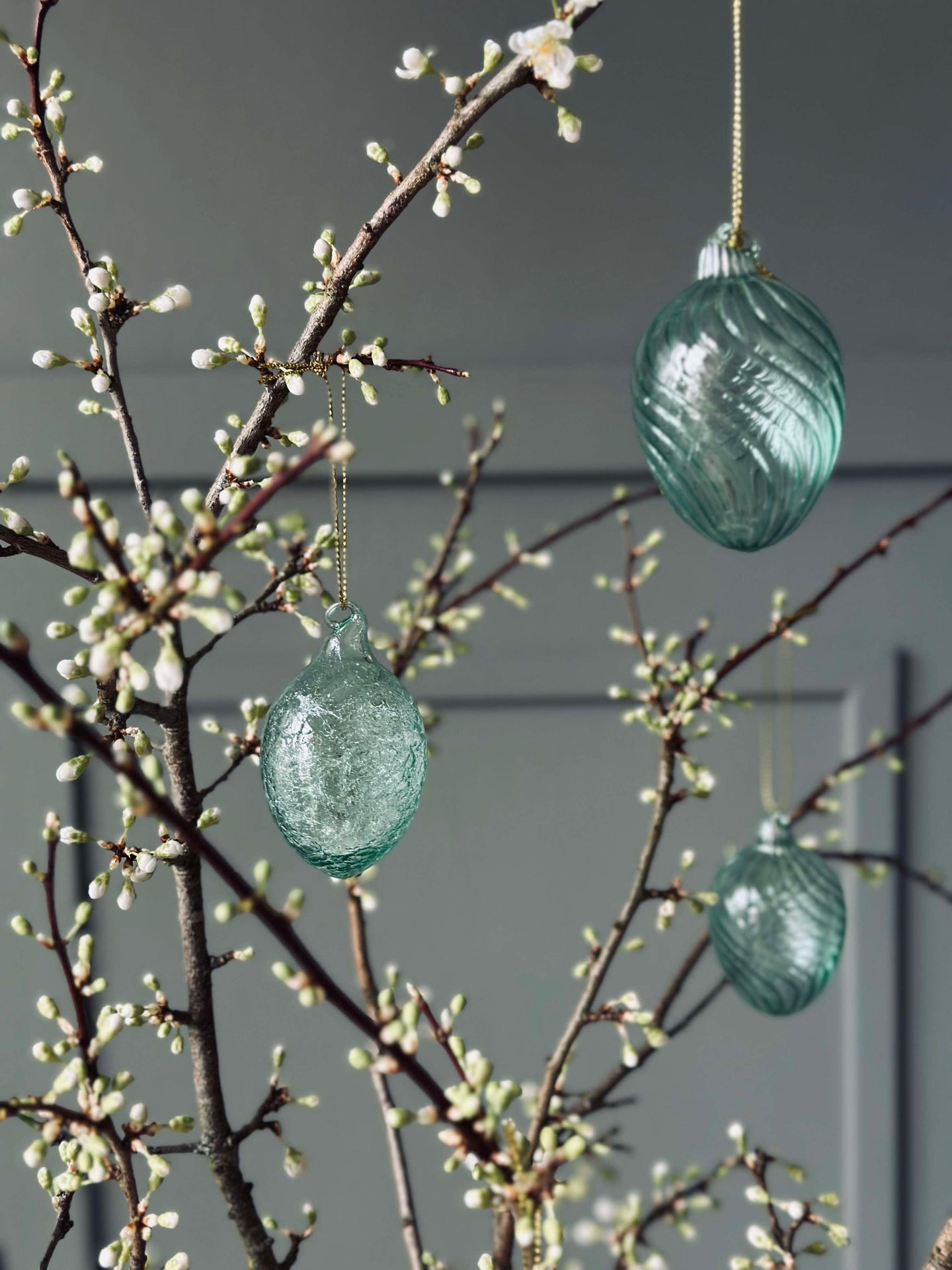 Hängande ägg i glas - 3 st. Grön