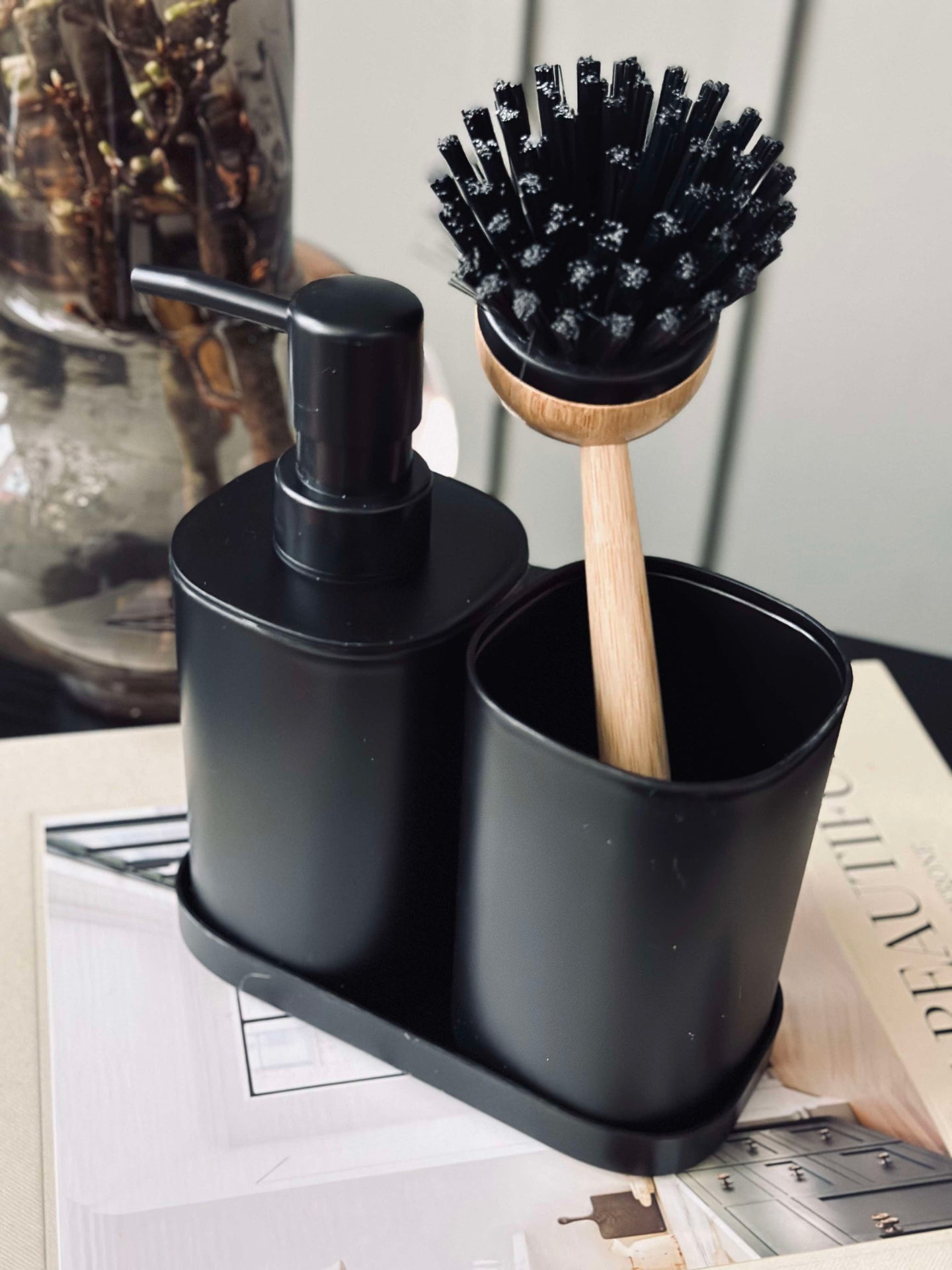 Dispenserset i svart - Set av 3 delar