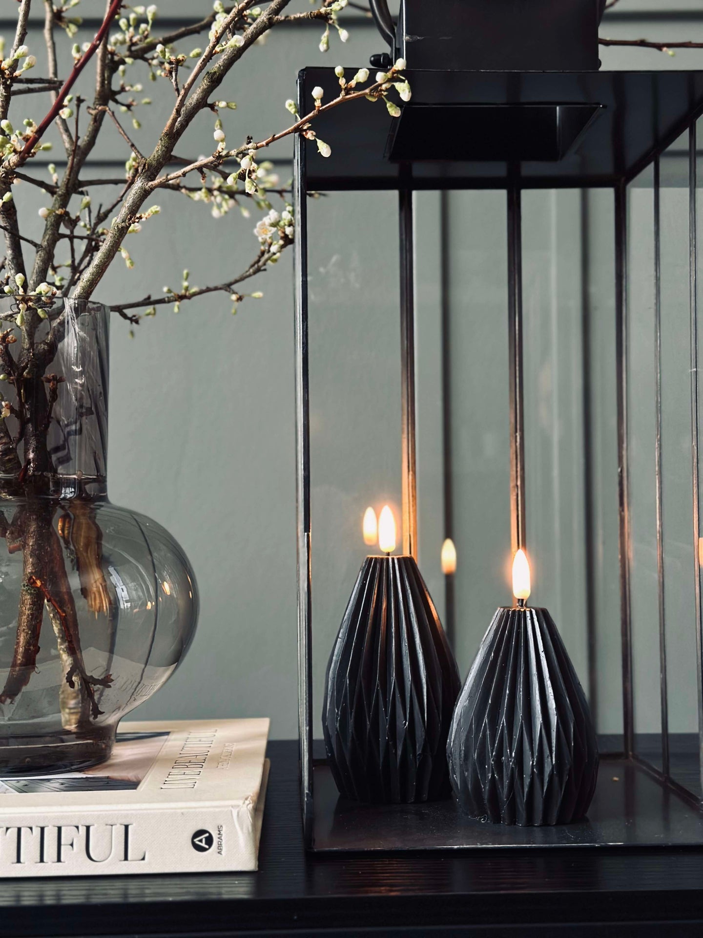 LED-blockljus / Rillor – 2 st Svart