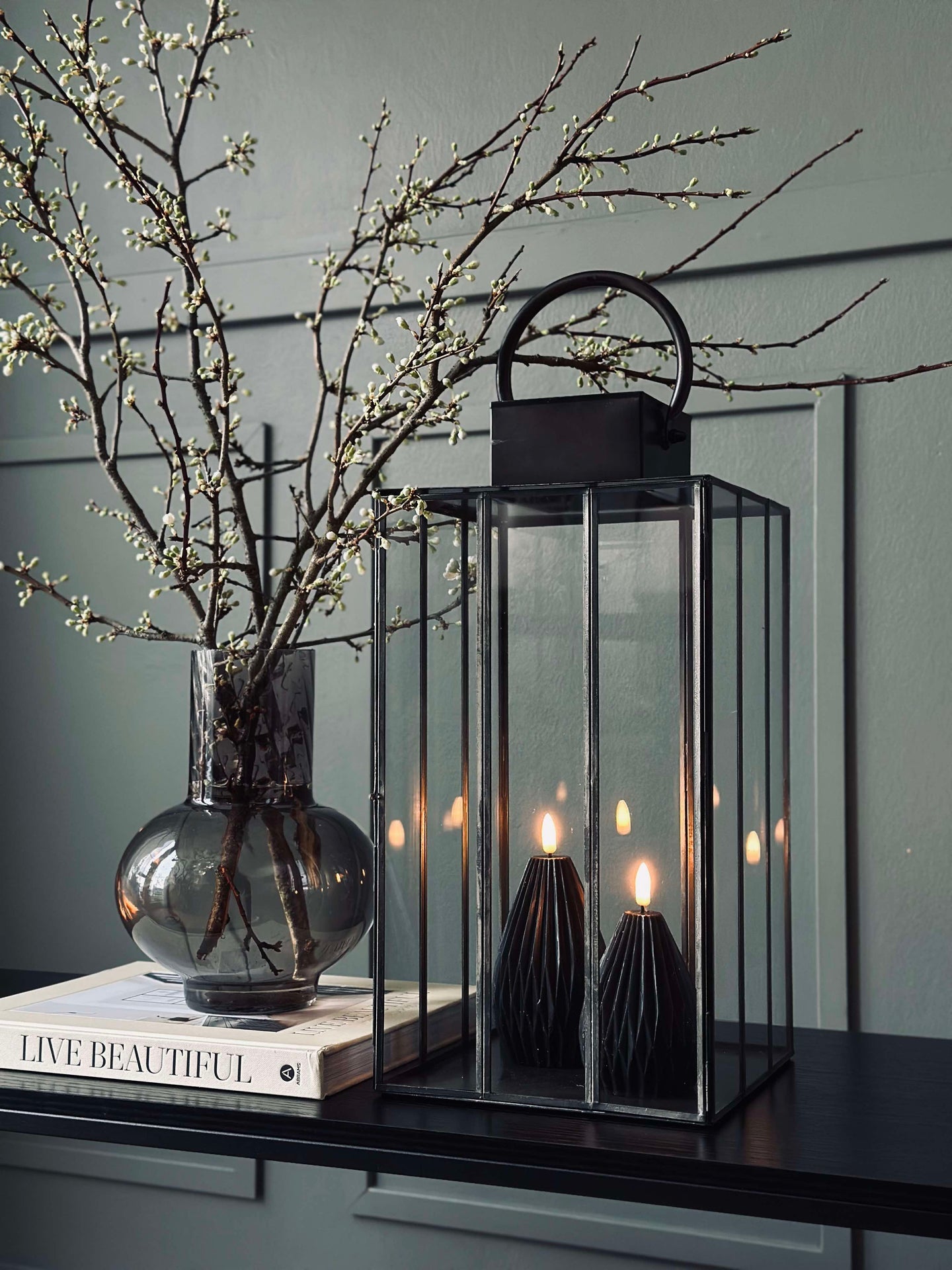 LED-blockljus / Rillor – 2 st Svart