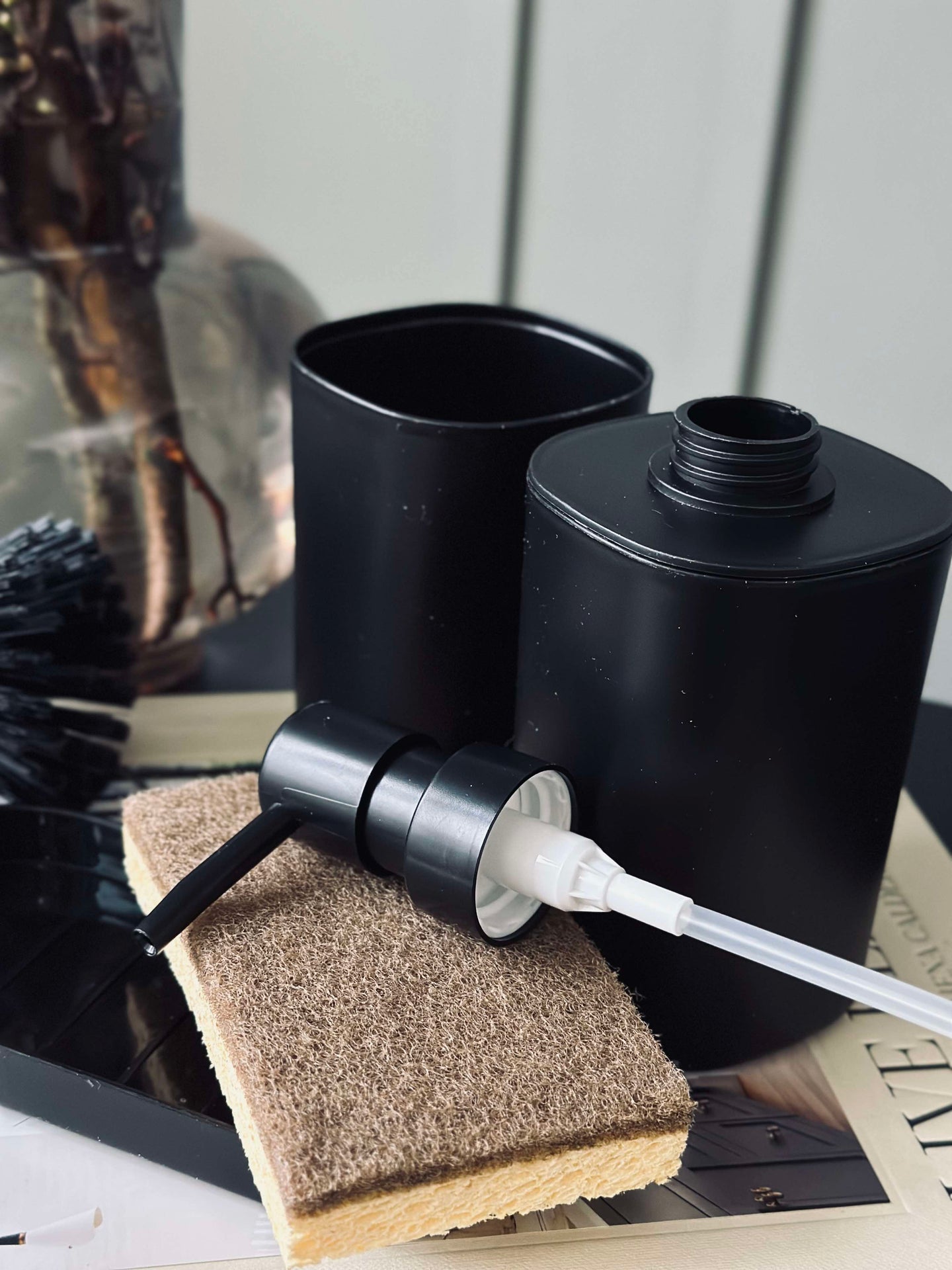Dispenserset i svart - Set av 3 delar