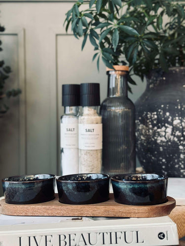 Tapas-set med 3 skålar och fat - Stenmix