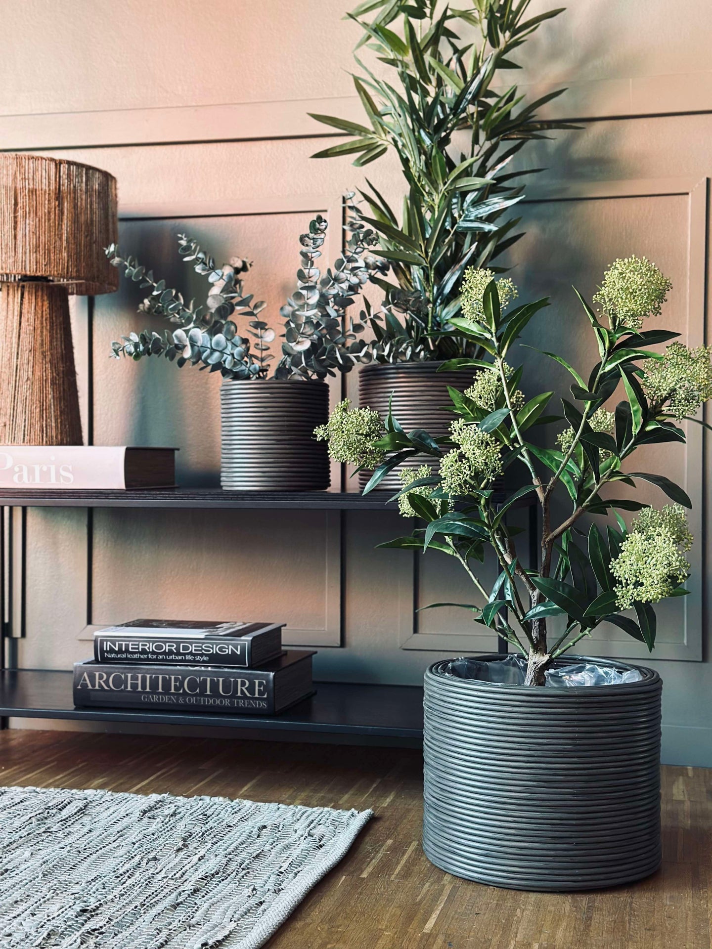 Växtkorg Grå - Set om 3 st.