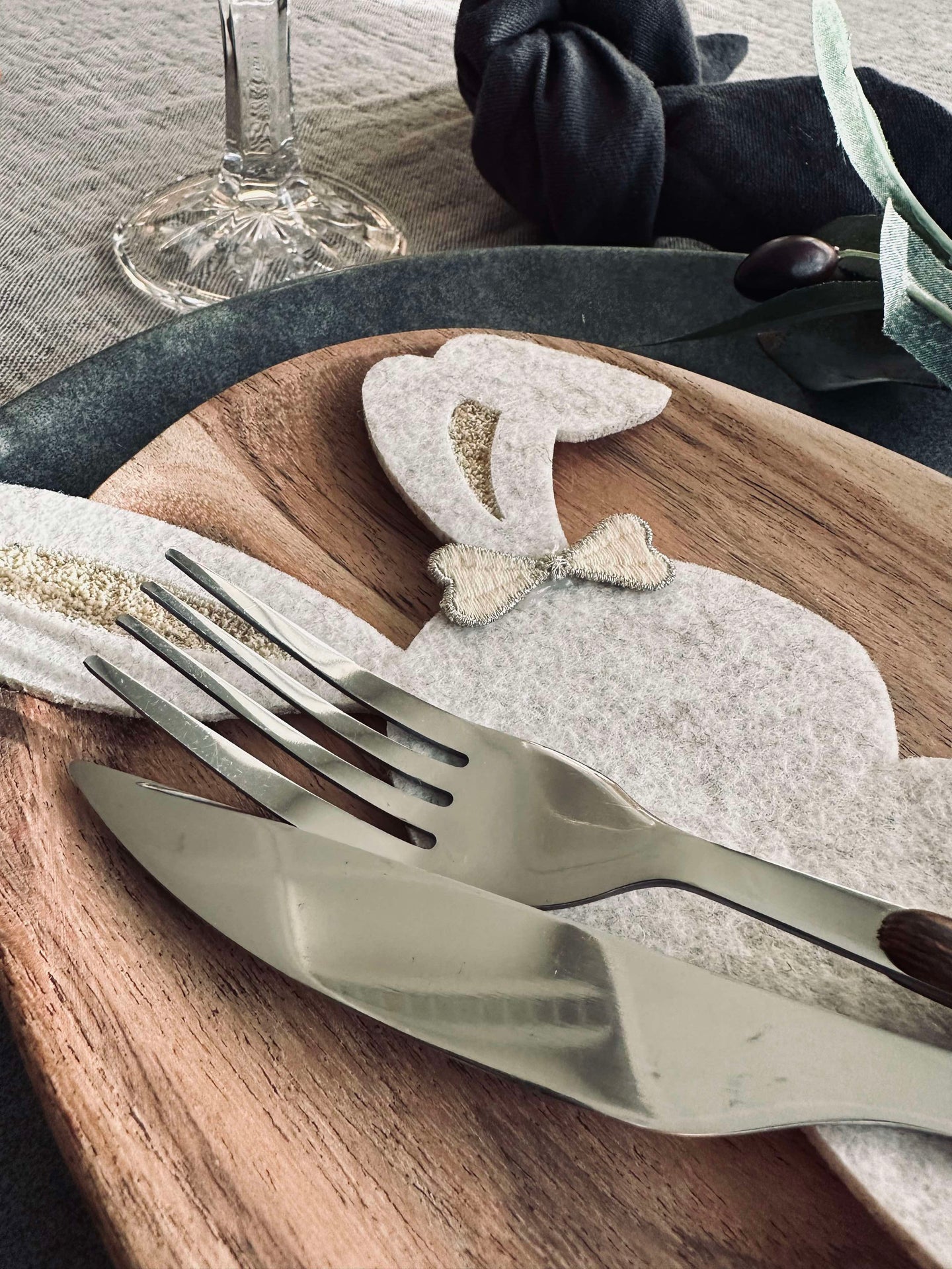 Bestickhållare kanin Ljus - Set med 4 st