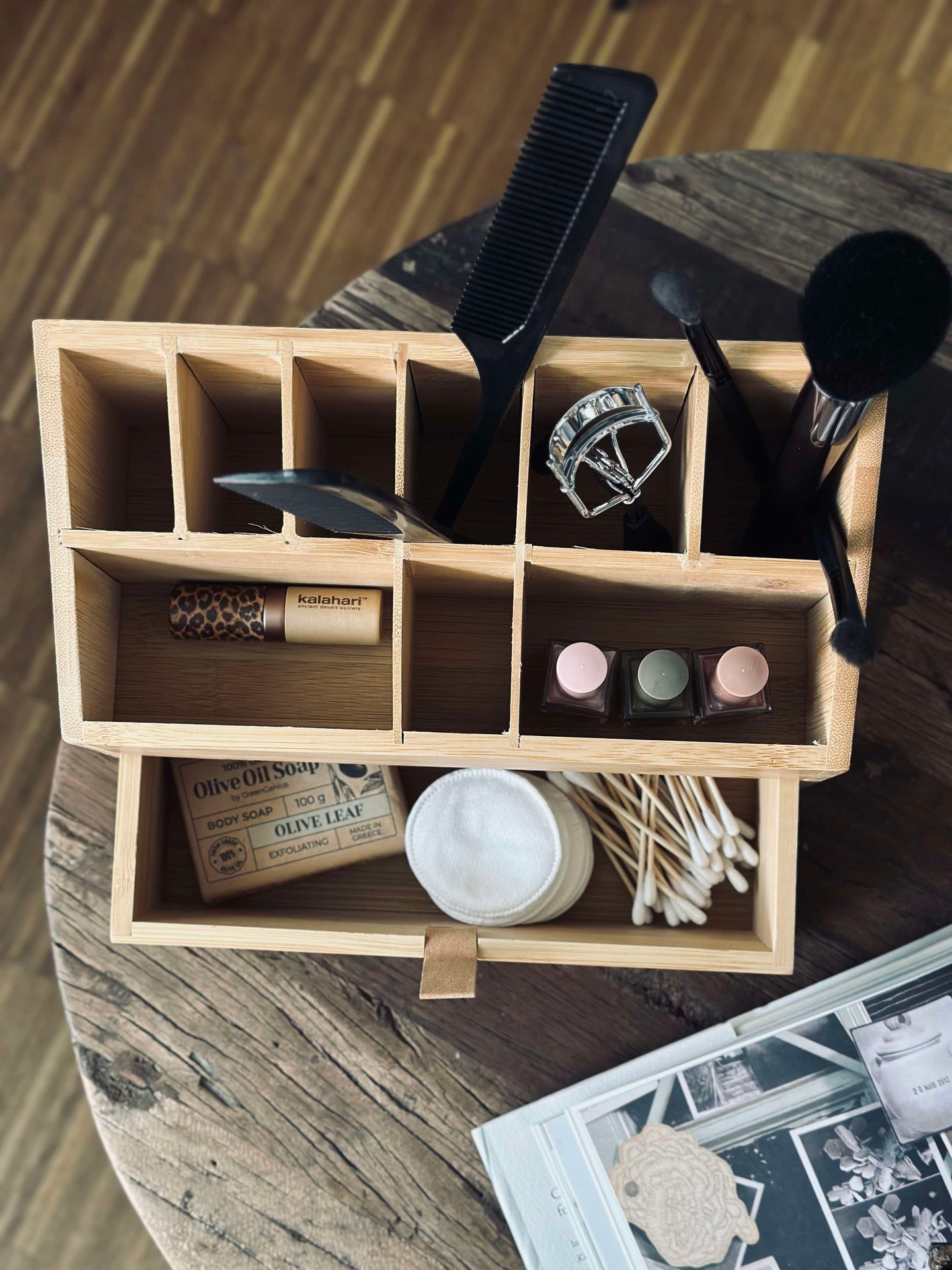 Organisatör med låda - Bambus