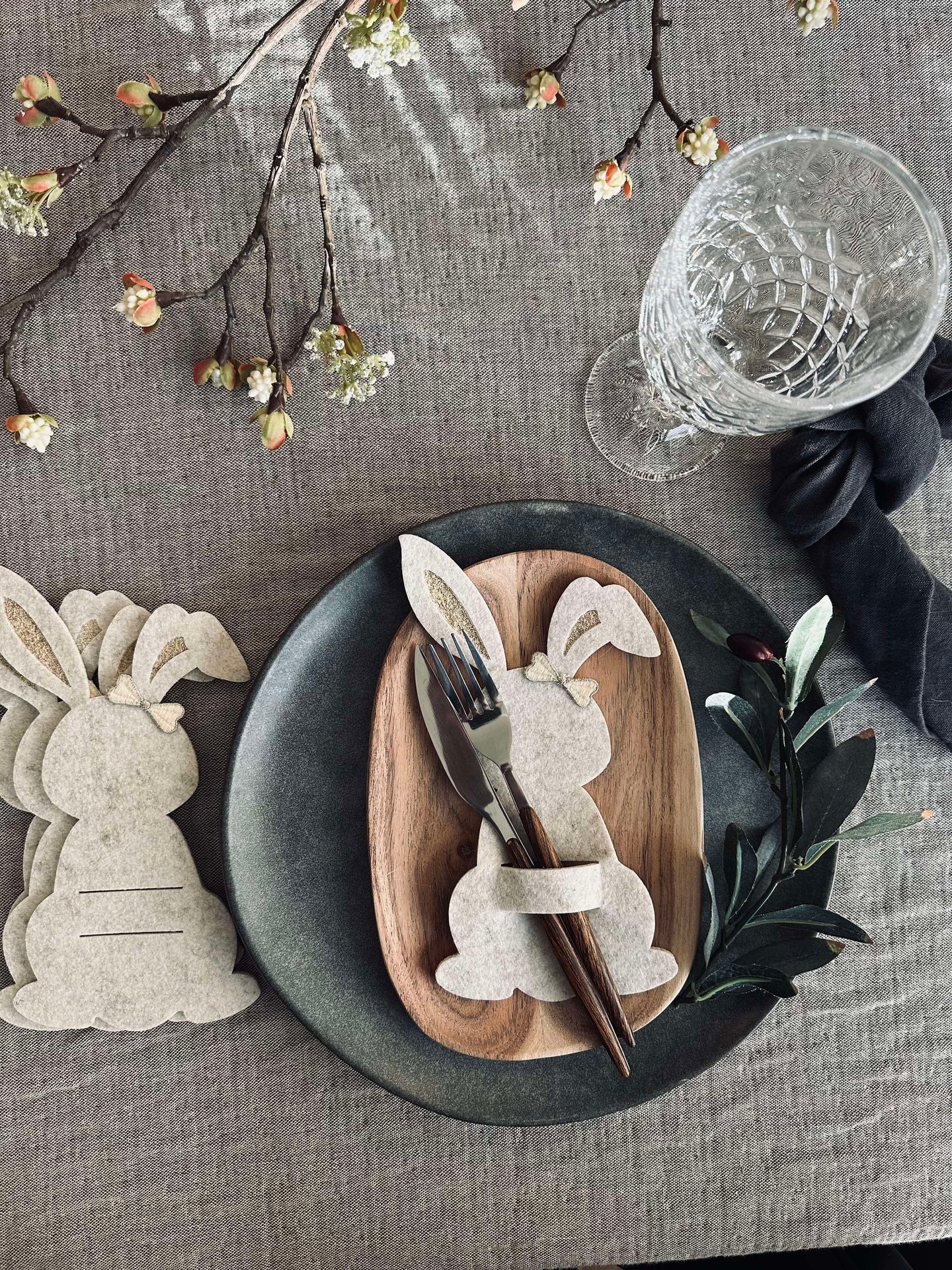 Bestickhållare kanin Ljus - Set med 4 st