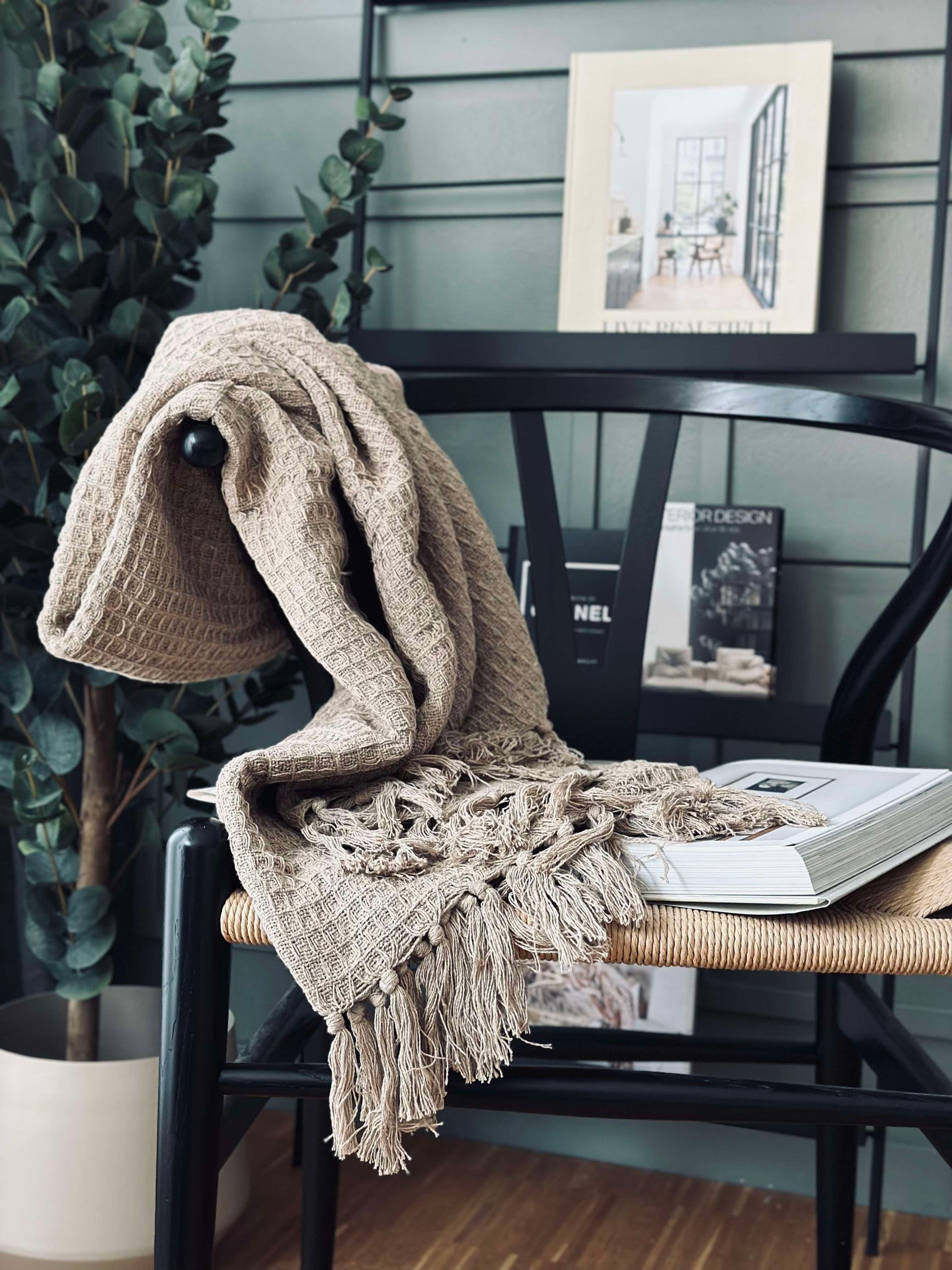 Våfflad bomullsfilt - Beige