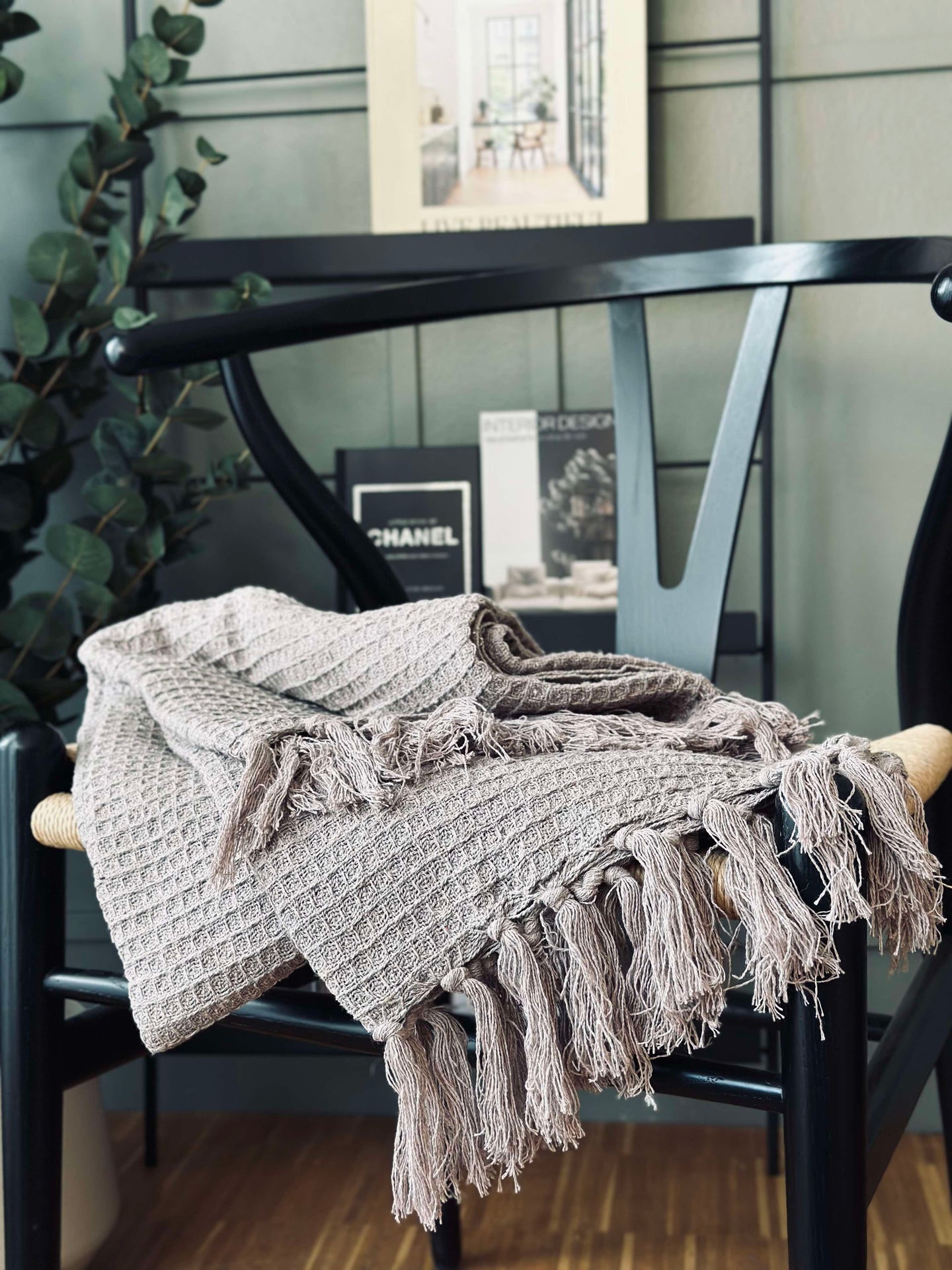 Våfflad bomullsfilt - Taupe