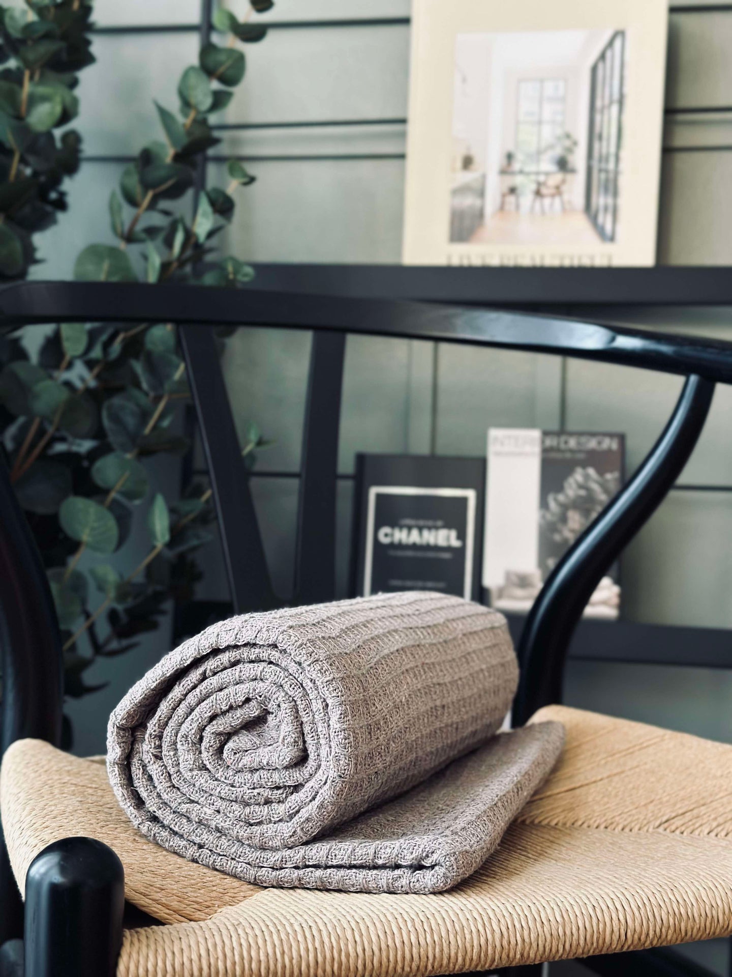 Våfflad bomullsfilt - Taupe