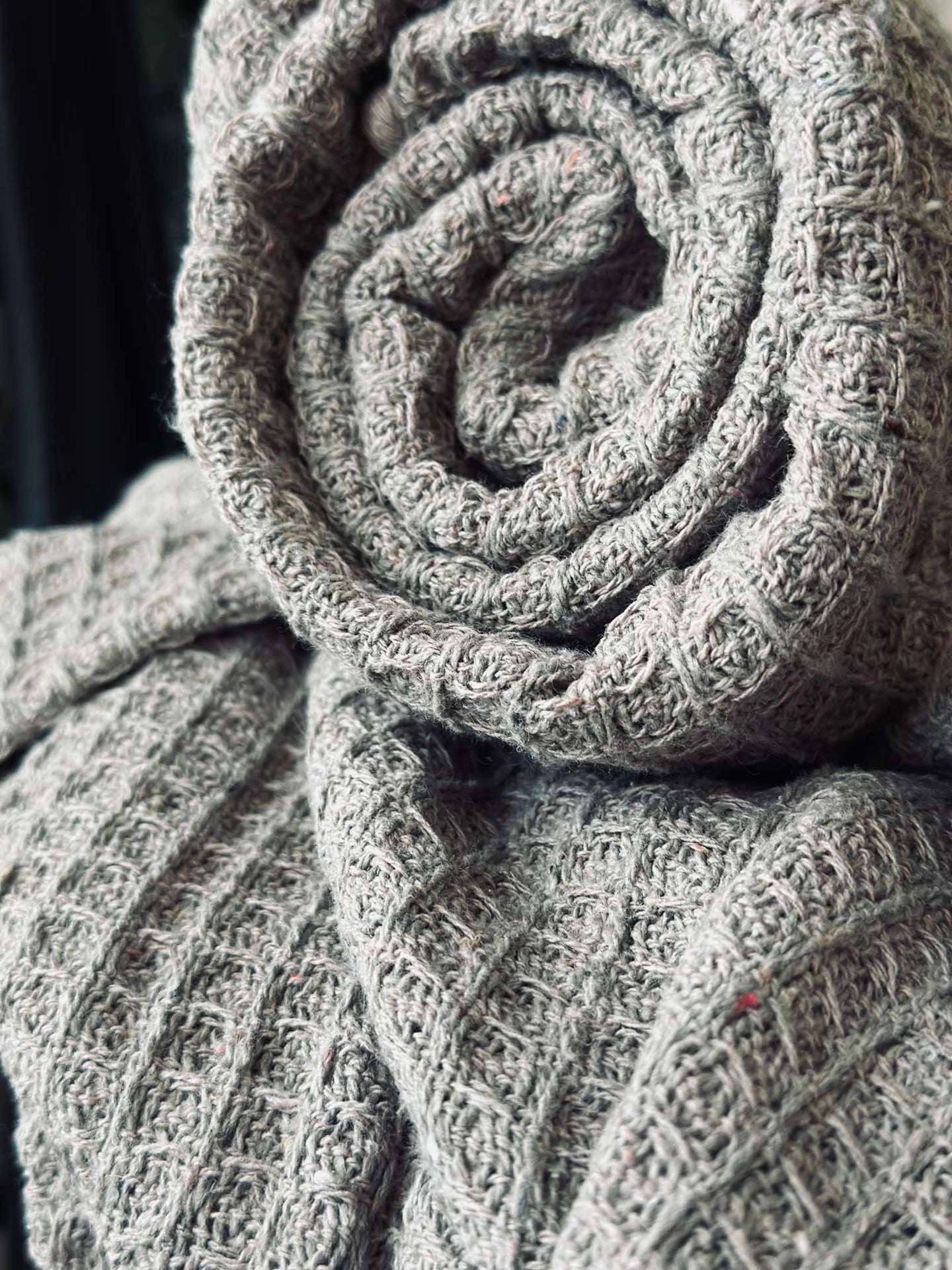 Våfflad bomullsfilt - Taupe