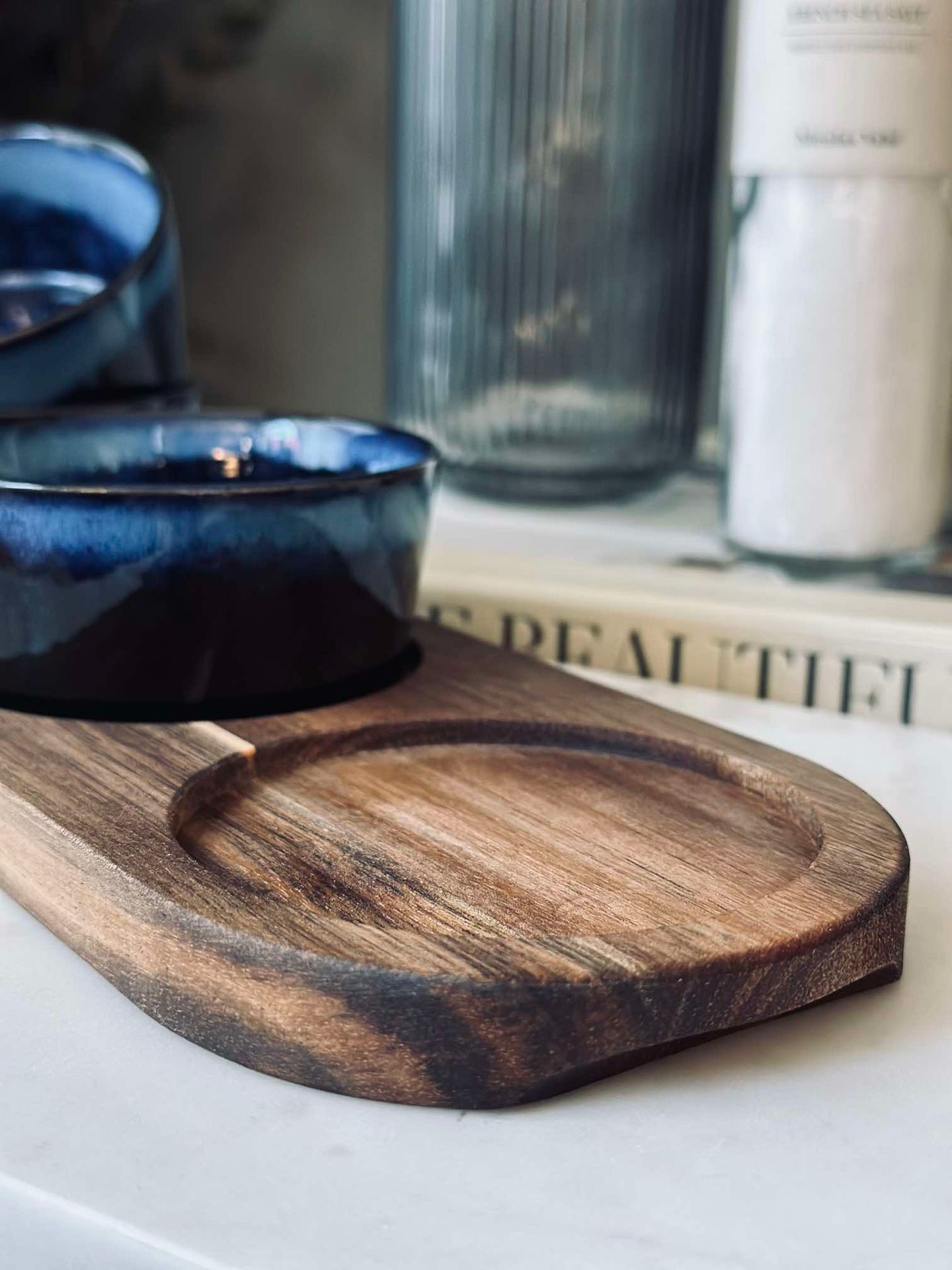 Tapas-set med 3 skålar och fat - Blå mix