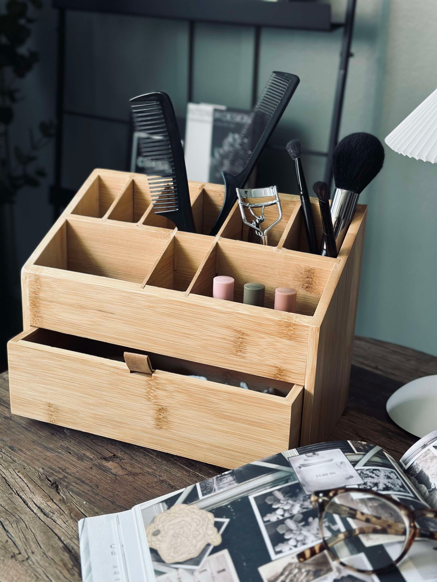 Organisatör med låda - Bambus