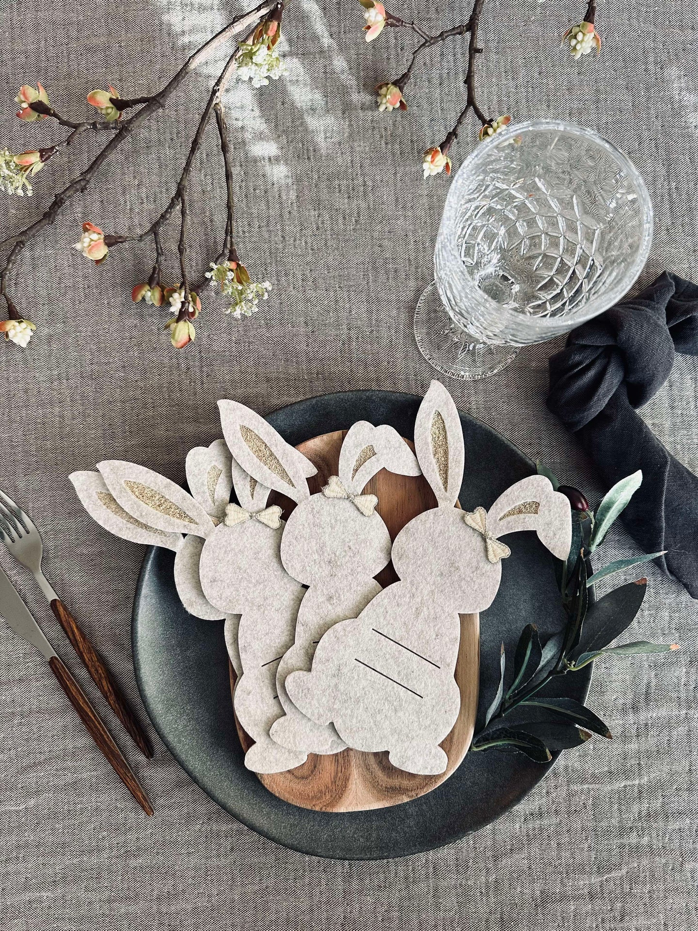 Bestickhållare kanin Ljus - Set med 4 st