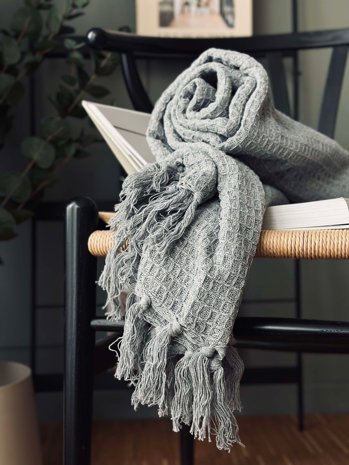 Våfflad bomullsfilt - Grå