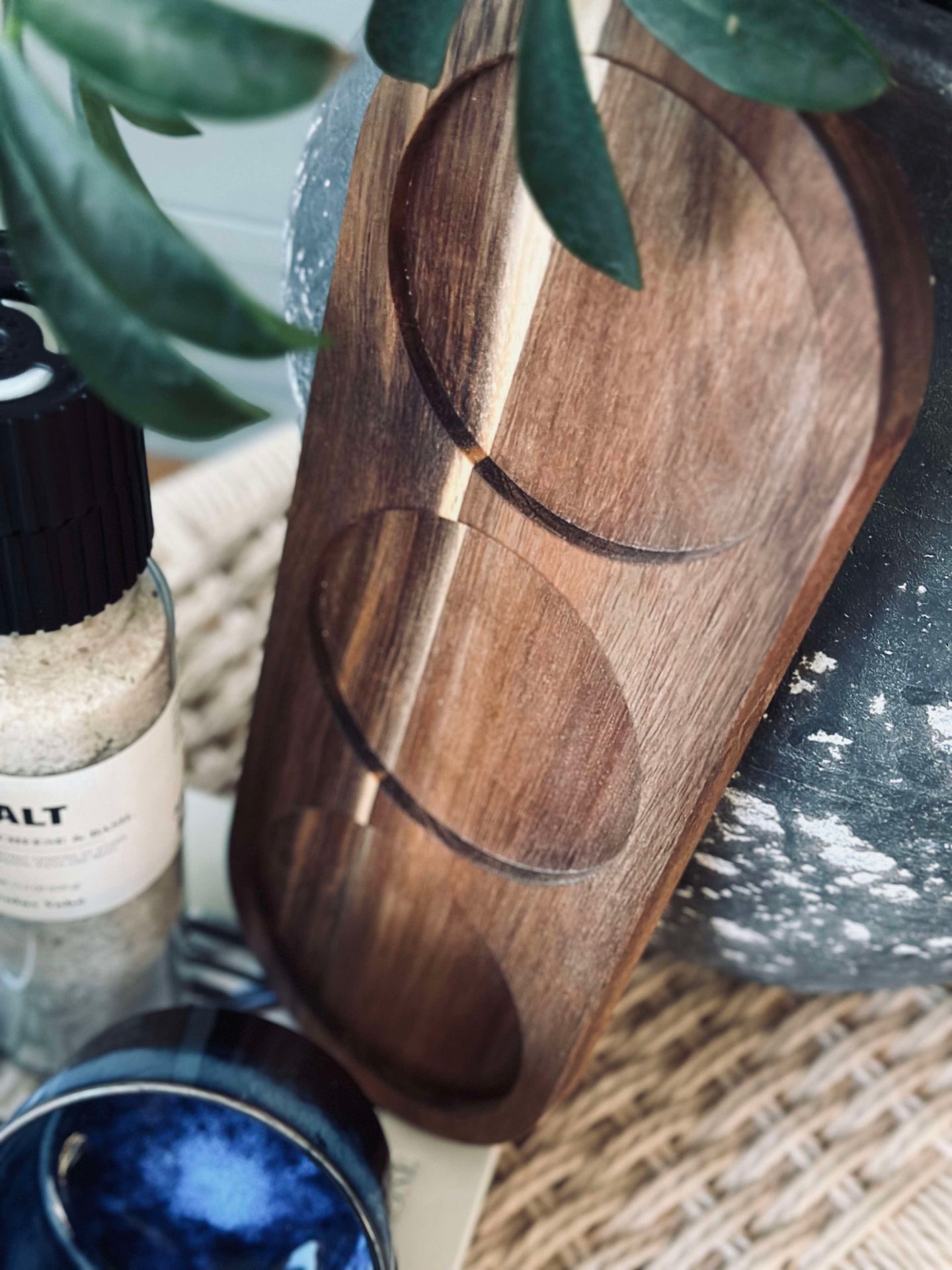 Tapas-set med 3 skålar och fat - Blå mix