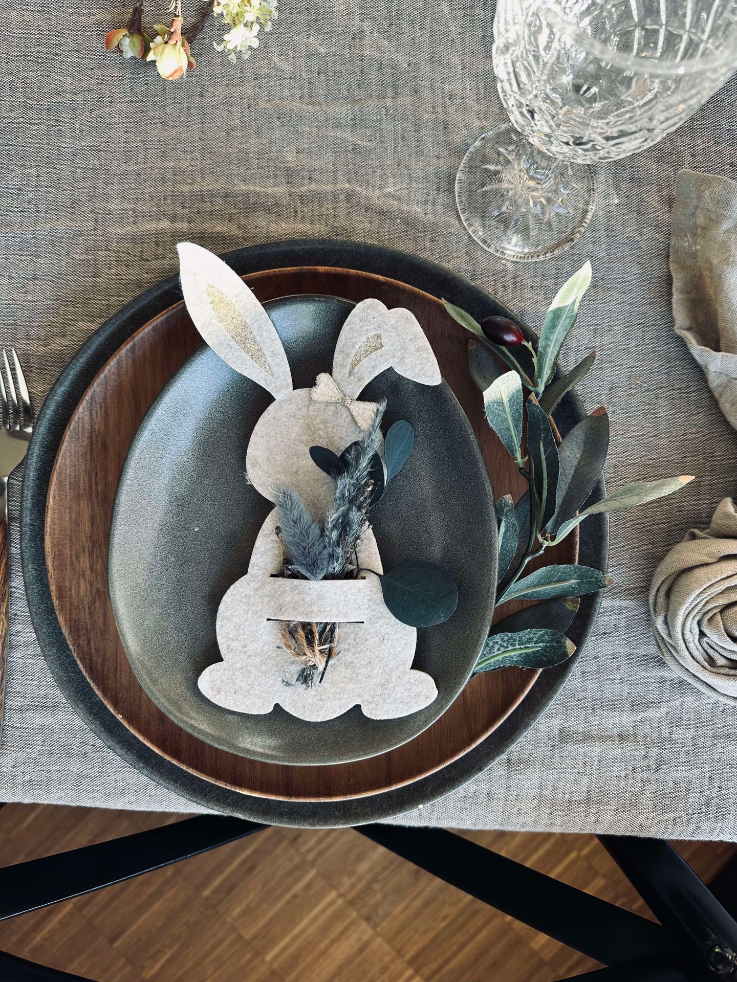 Bestickhållare kanin Beige - Set med 4 st