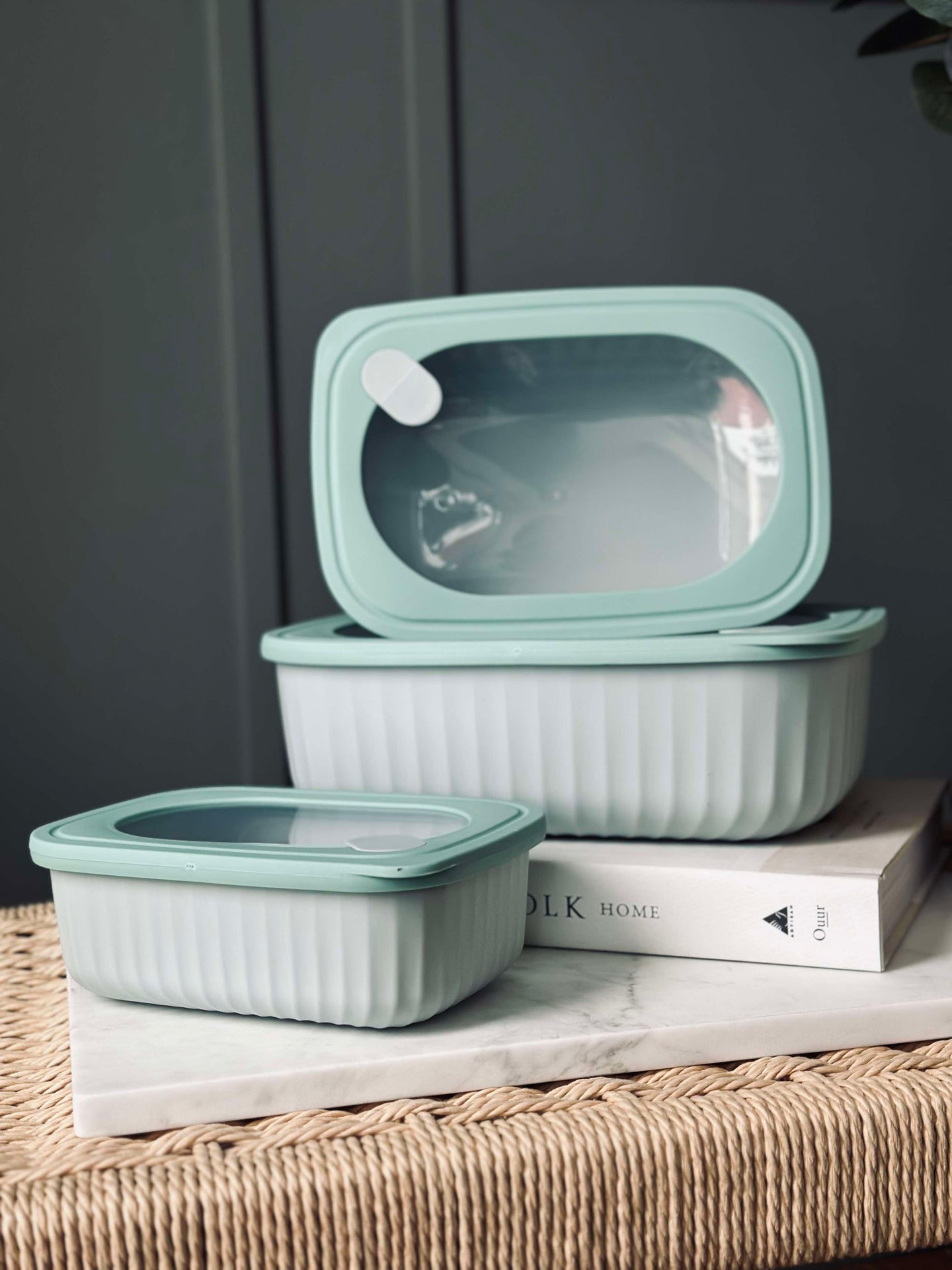 Förvaringsburkar Dusty green – Set med 3 st.