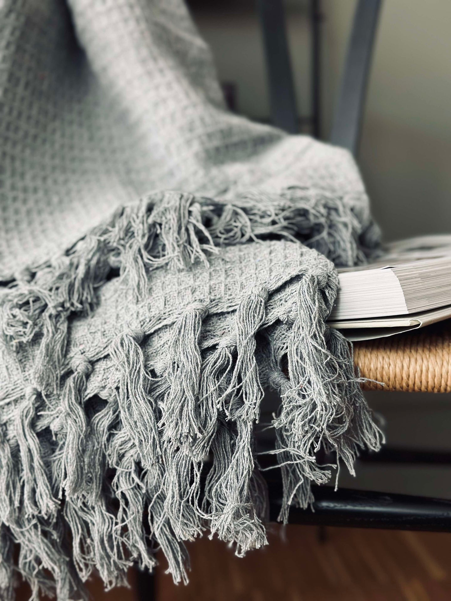 Våfflad bomullsfilt - Grå