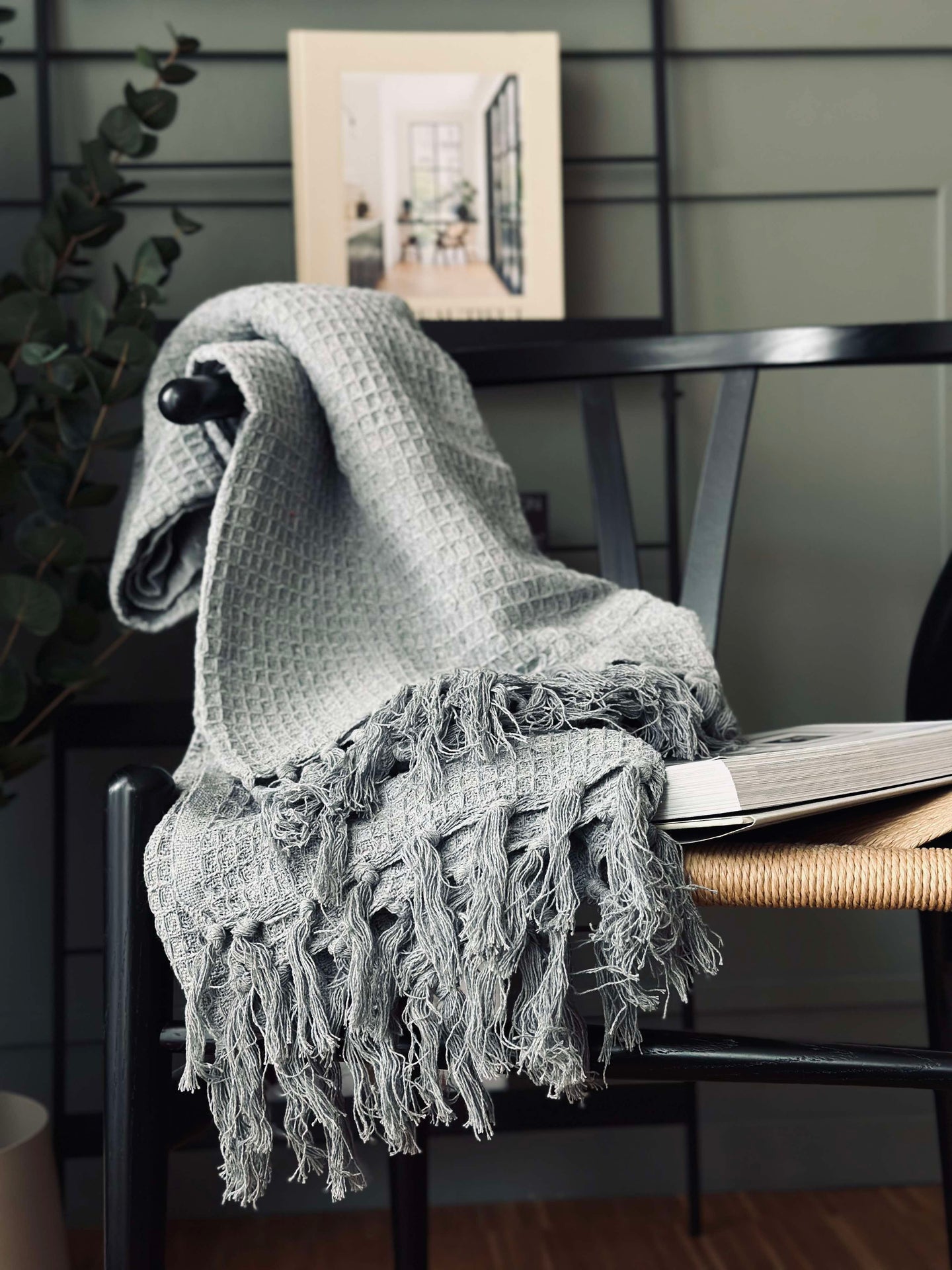 Våfflad bomullsfilt - Grå