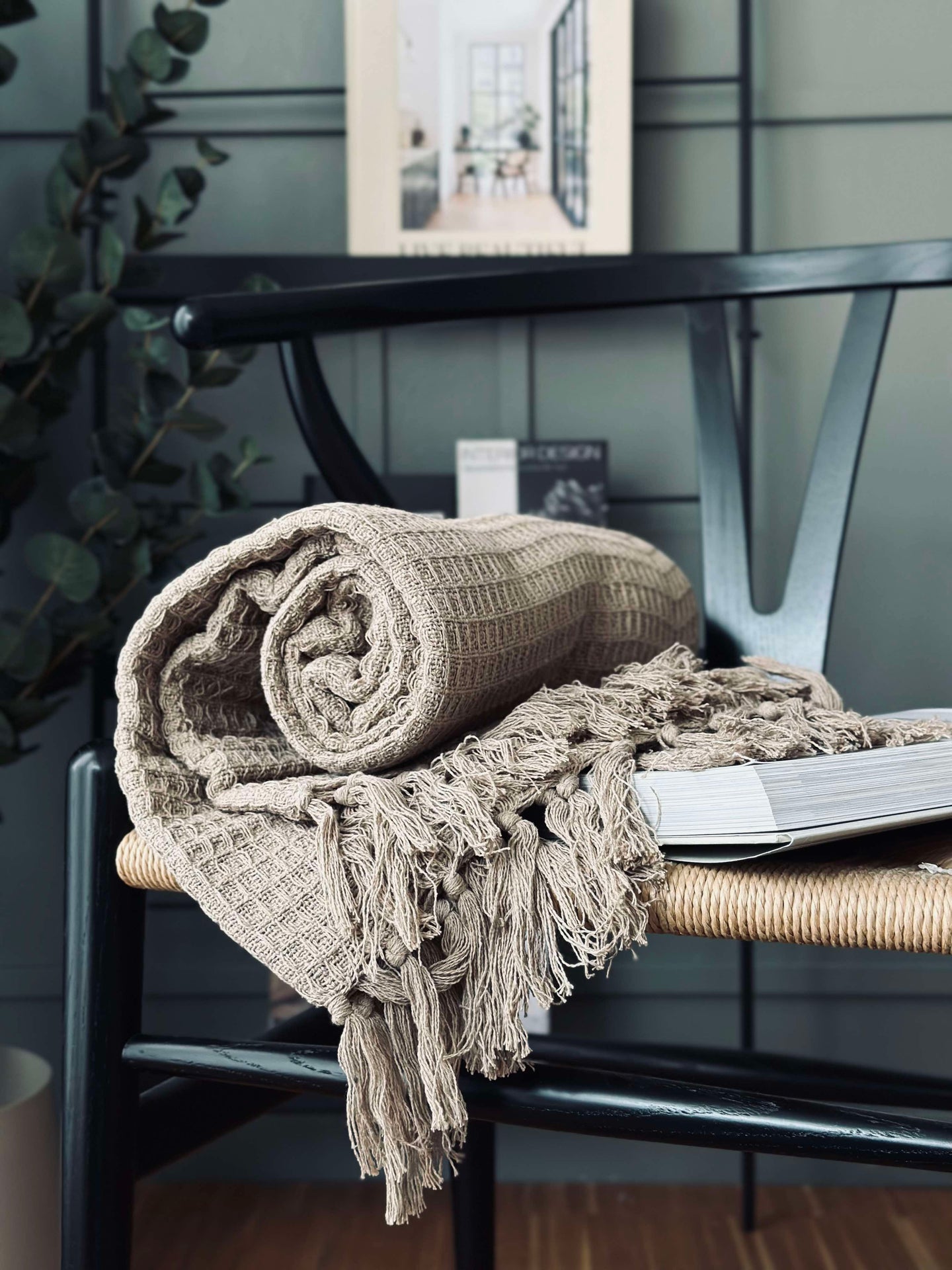 Våfflad bomullsfilt - Beige