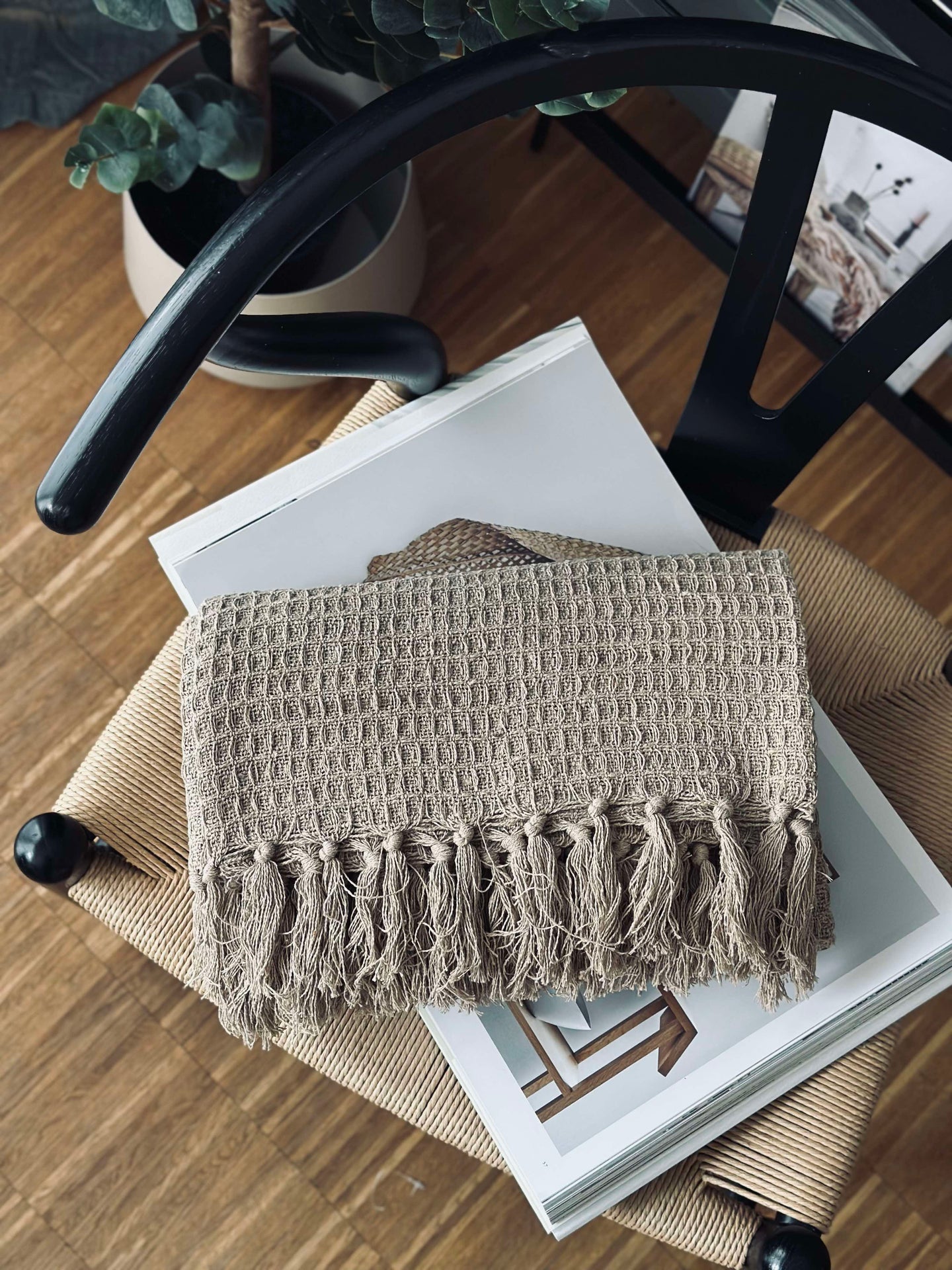 Våfflad bomullsfilt - Beige