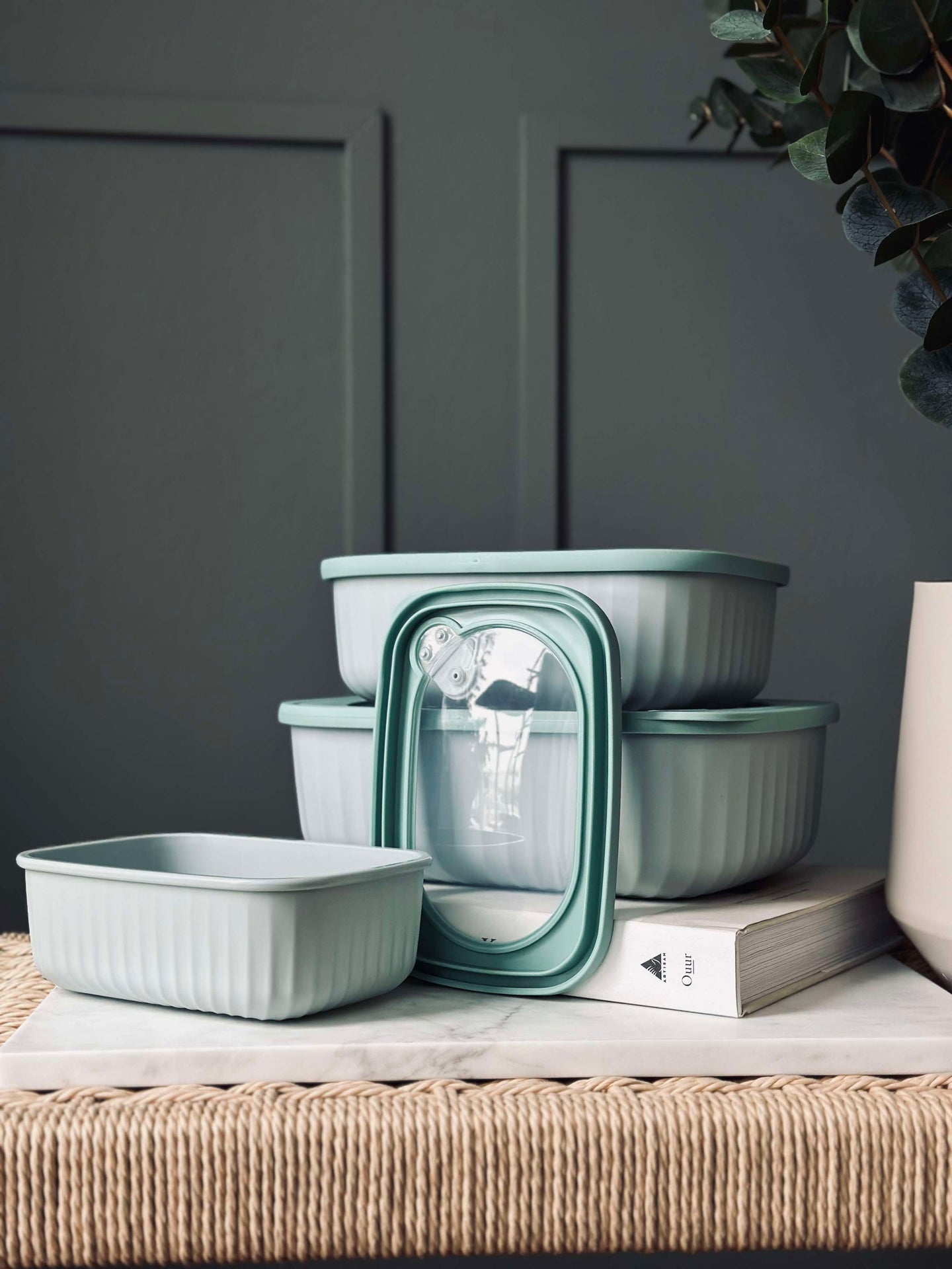 Förvaringsburkar Dusty green – Set med 3 st.