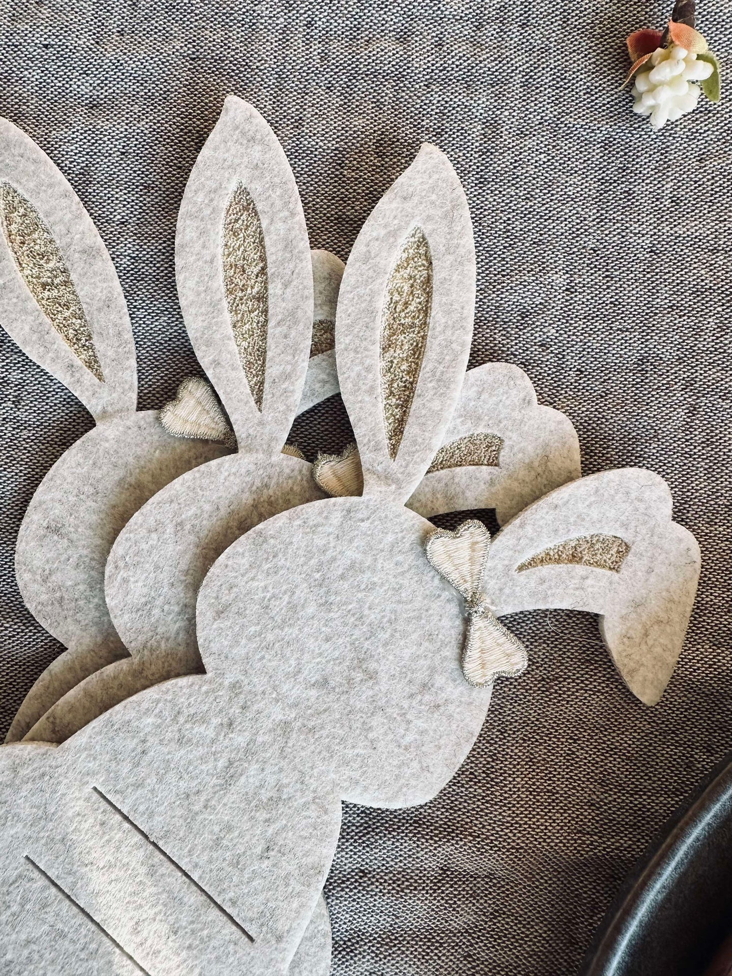 Bestickhållare kanin Beige - Set med 4 st