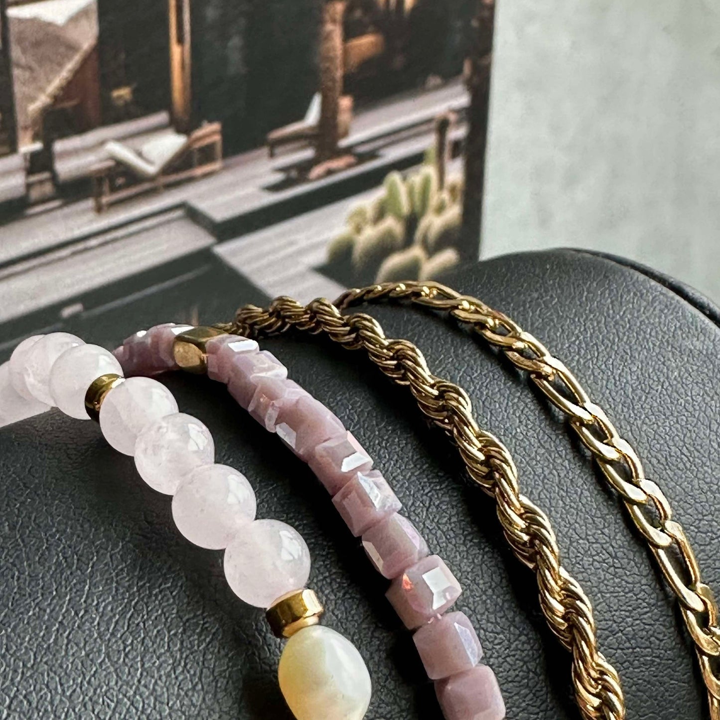Armband Erika lavendel - Set med 4 armband