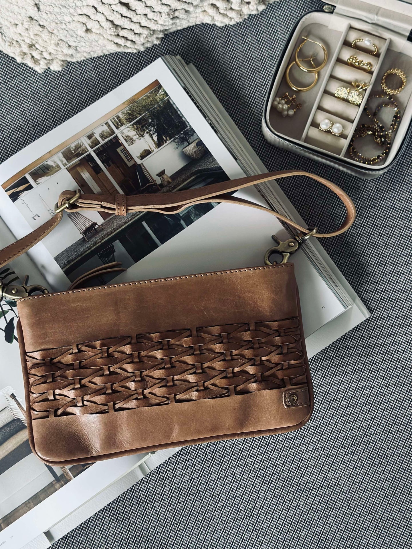 Lyxig Handgjord Aftonväska - Kamel