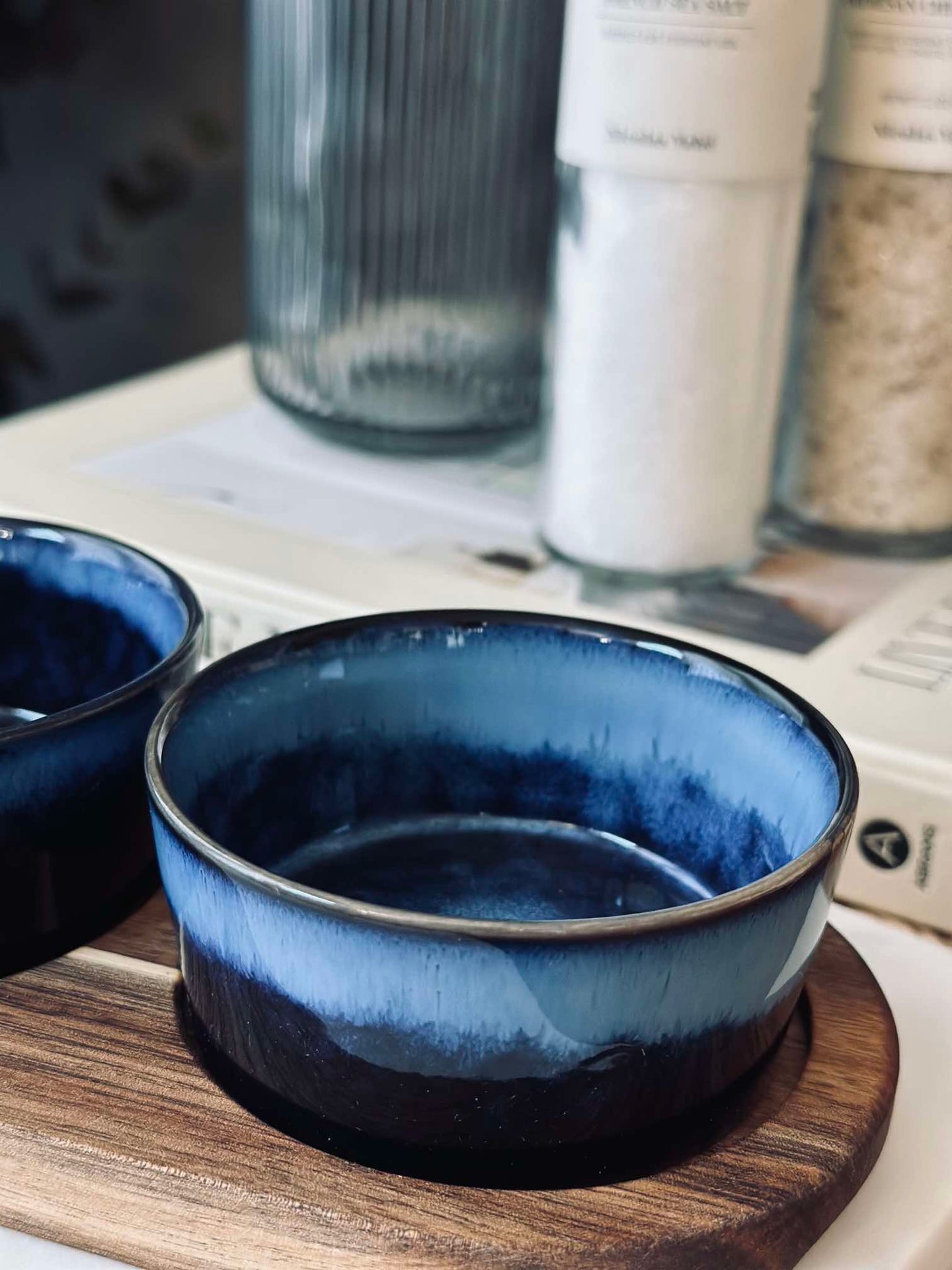 Tapas-set med 3 skålar och fat - Blå mix