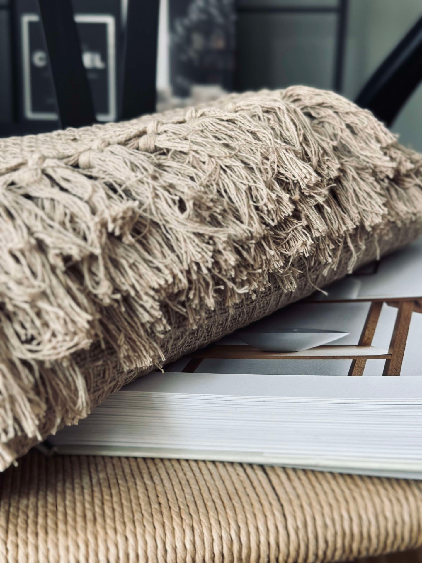 Våfflad bomullsfilt - Beige